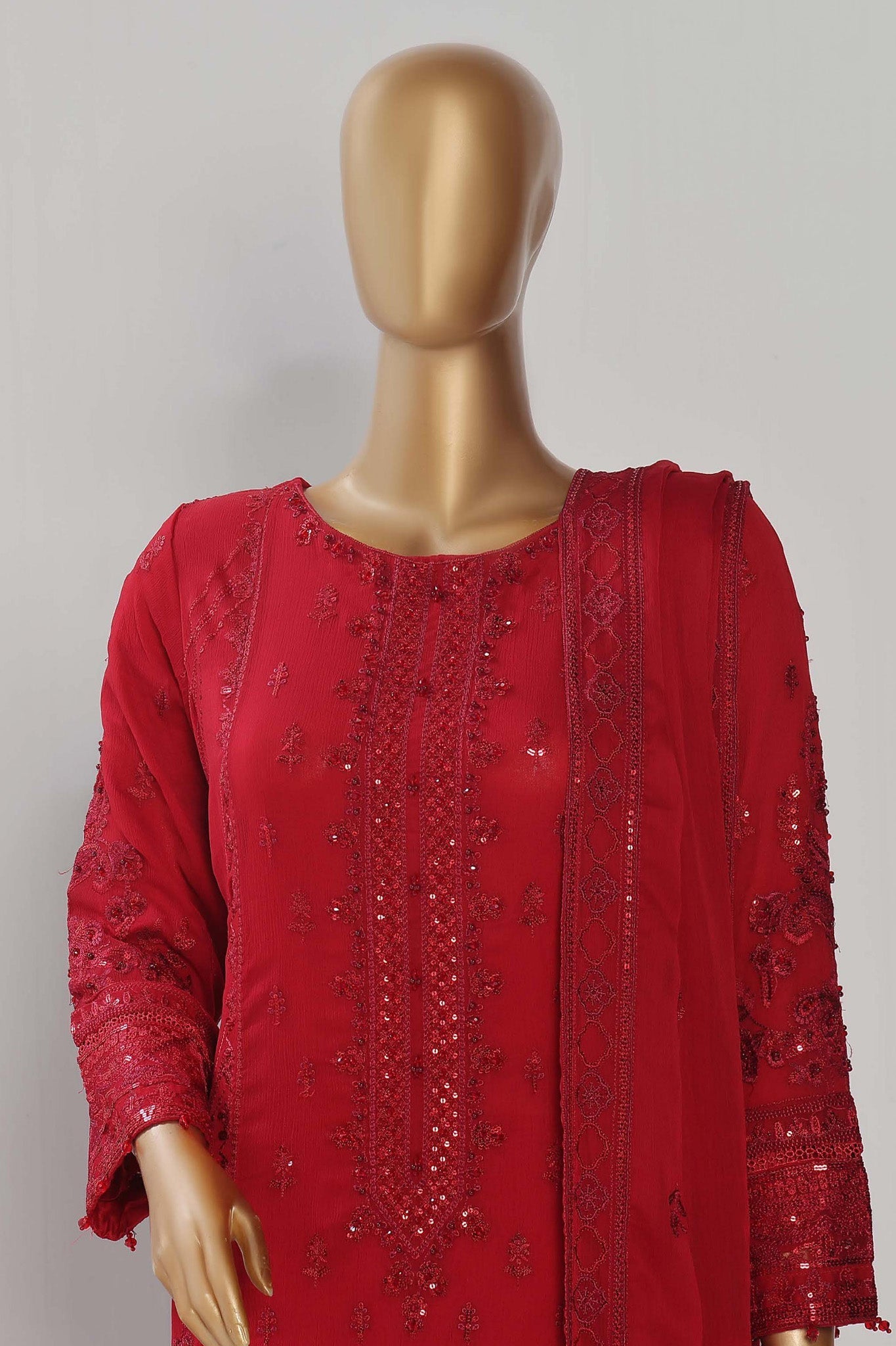 Afsany By Sada Bahar Stitched 3 Piece Luxury Formals Chiffon- Collection'2024-Red