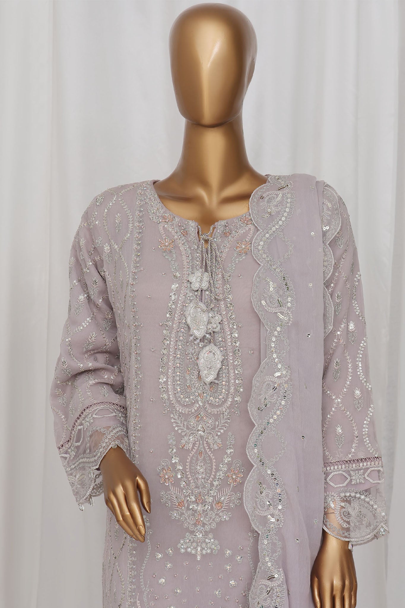 Afsany by Sada Bahar Stitched 3 Piece Luxury Chiffon- Collection'2025-Coral Grey