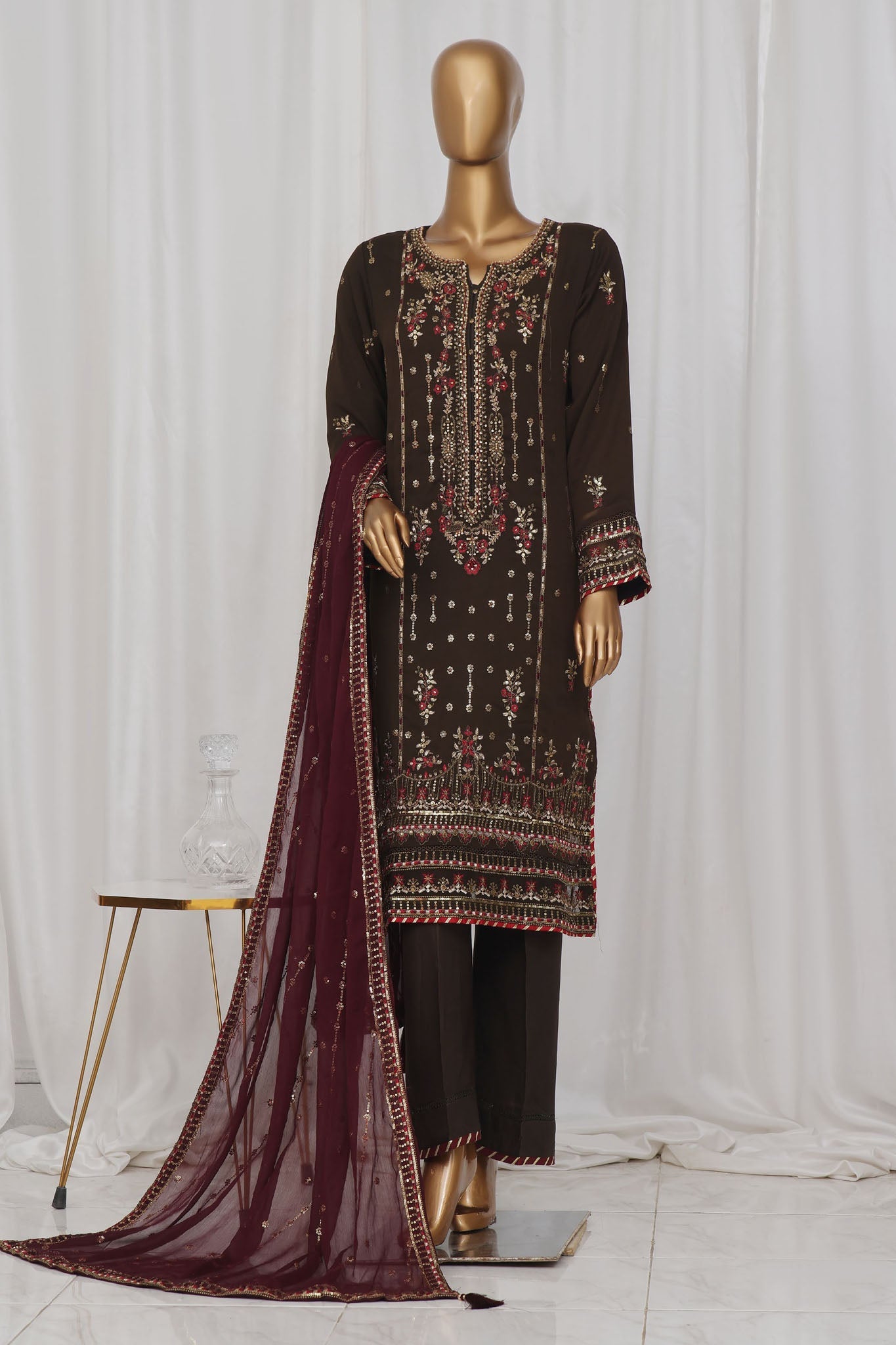 Afsany By Sada Bahar Stitched 3 Piece Luxury Formals Chiffon- Collection'2025-Mehndi