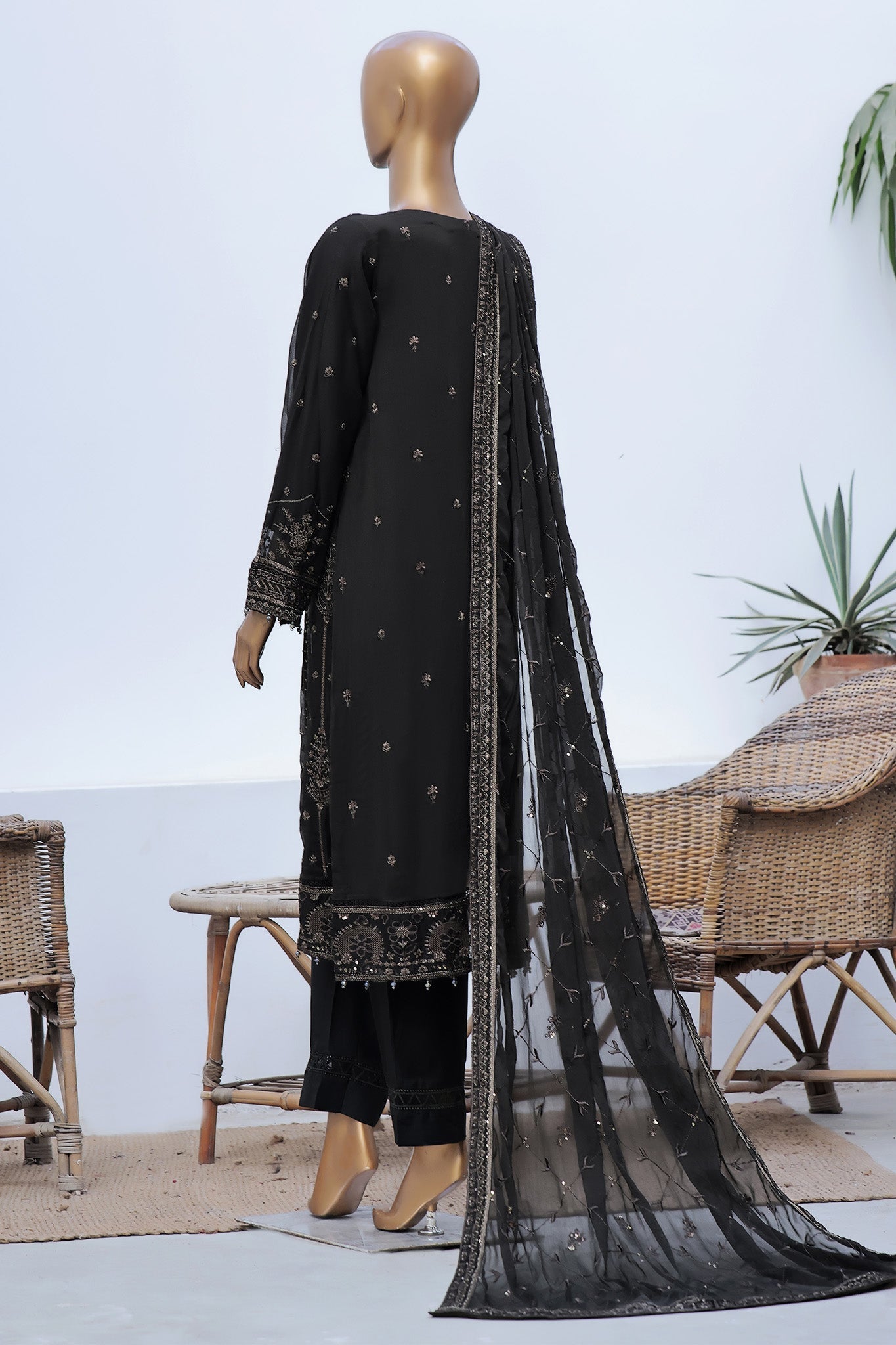 Afsany By Sada Bahar Stitched 3 Piece Luxury Formals Chiffon- Collection'2024-Mehendi