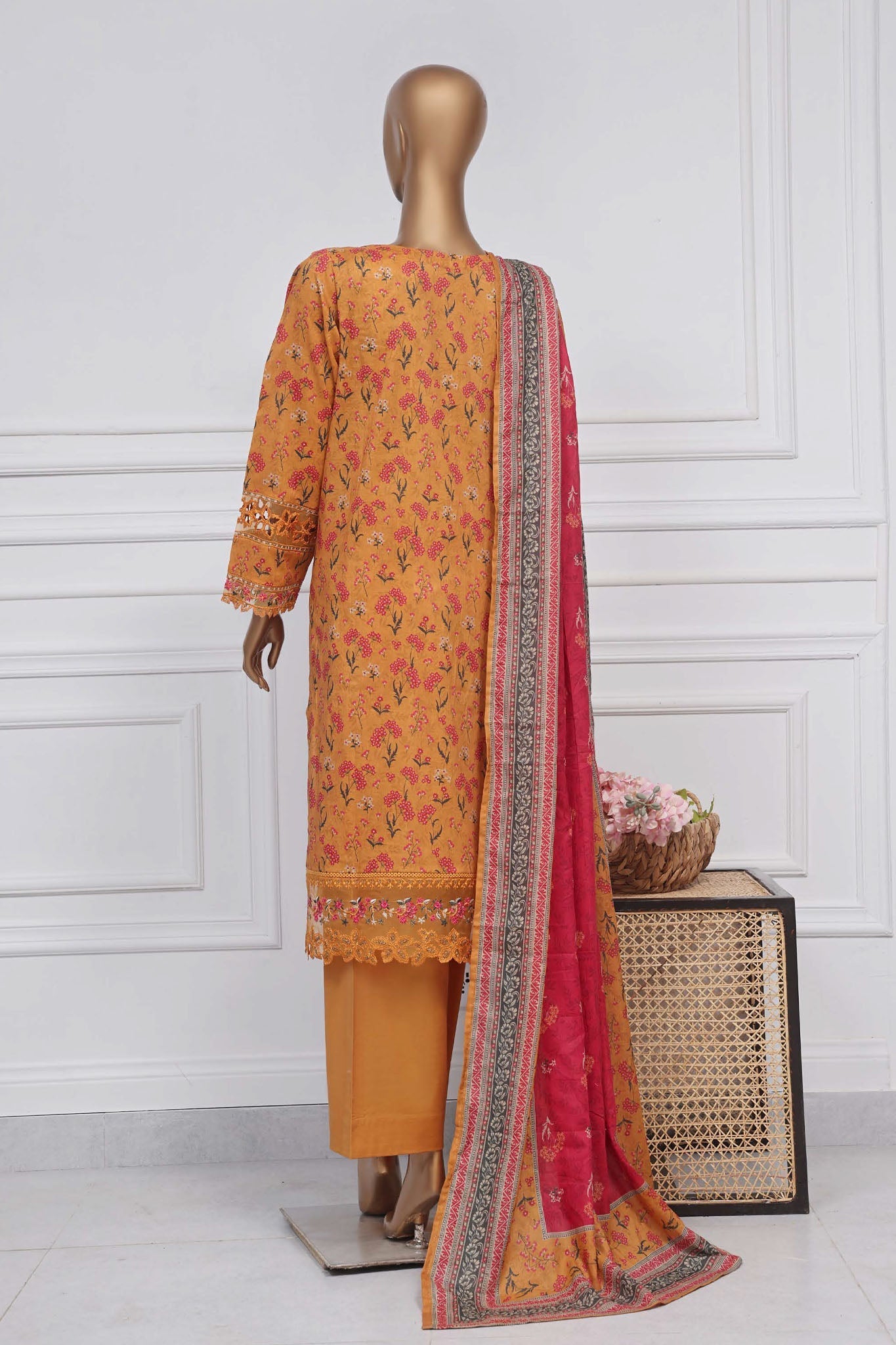 Raya By Sada Bahar Stitched 3 Piece Festive Emb Lawn Collection-Mustard