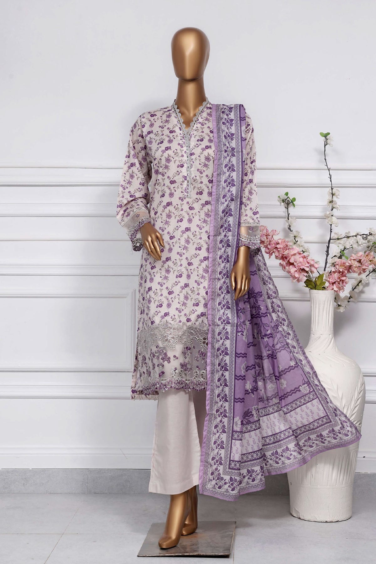 Raya By Sada Bahar Stitched 3 Piece Festive Emb Lawn Collection-Purple