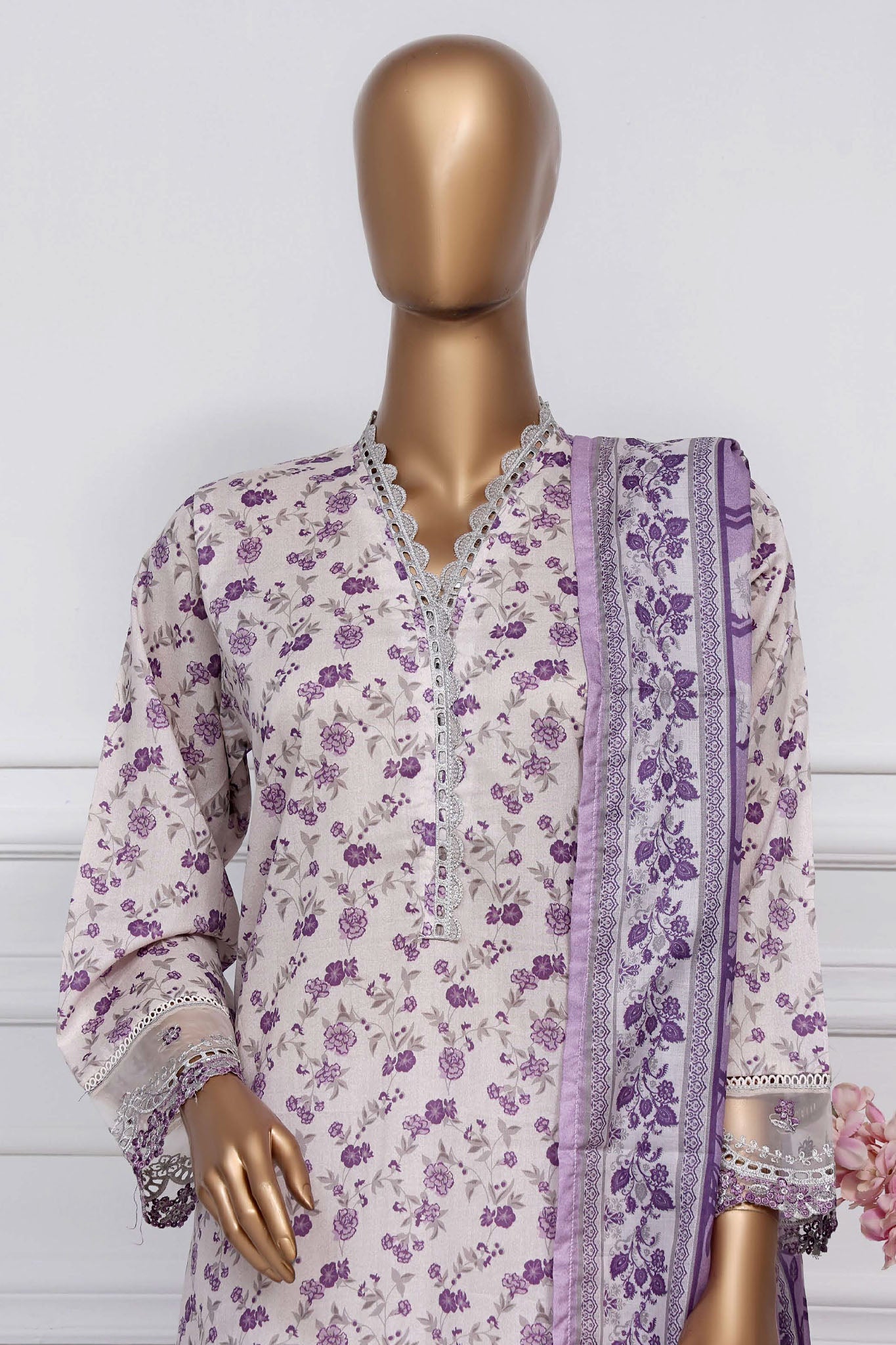 Raya By Sada Bahar Stitched 3 Piece Festive Emb Lawn Collection-Purple