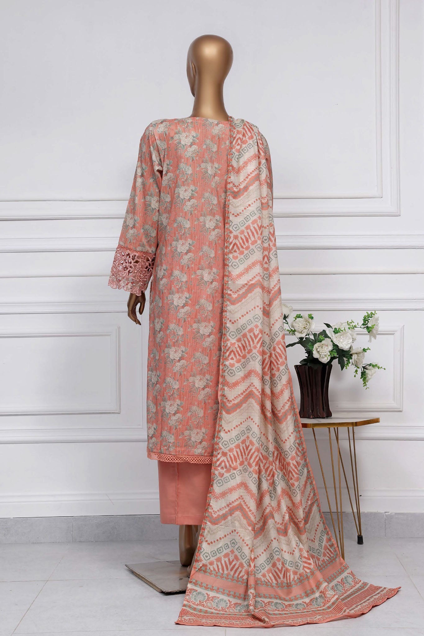 Raya By Sada Bahar Stitched 3 Piece Festive Emb Lawn Collection-Pink