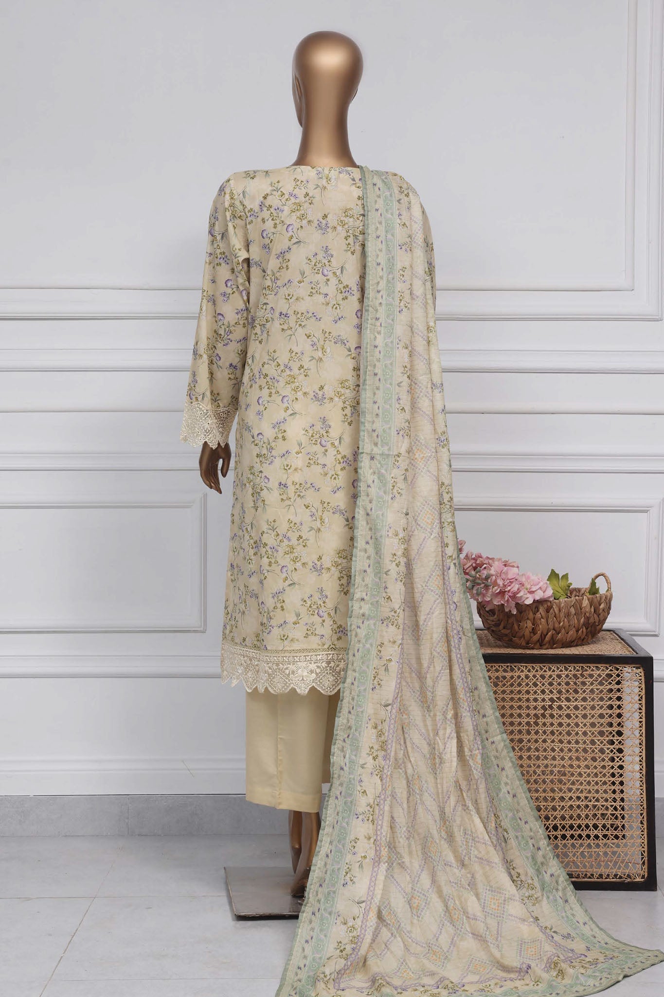 Raya By Sada Bahar Stitched 3 Piece Festive Emb Lawn Collection-Lemon