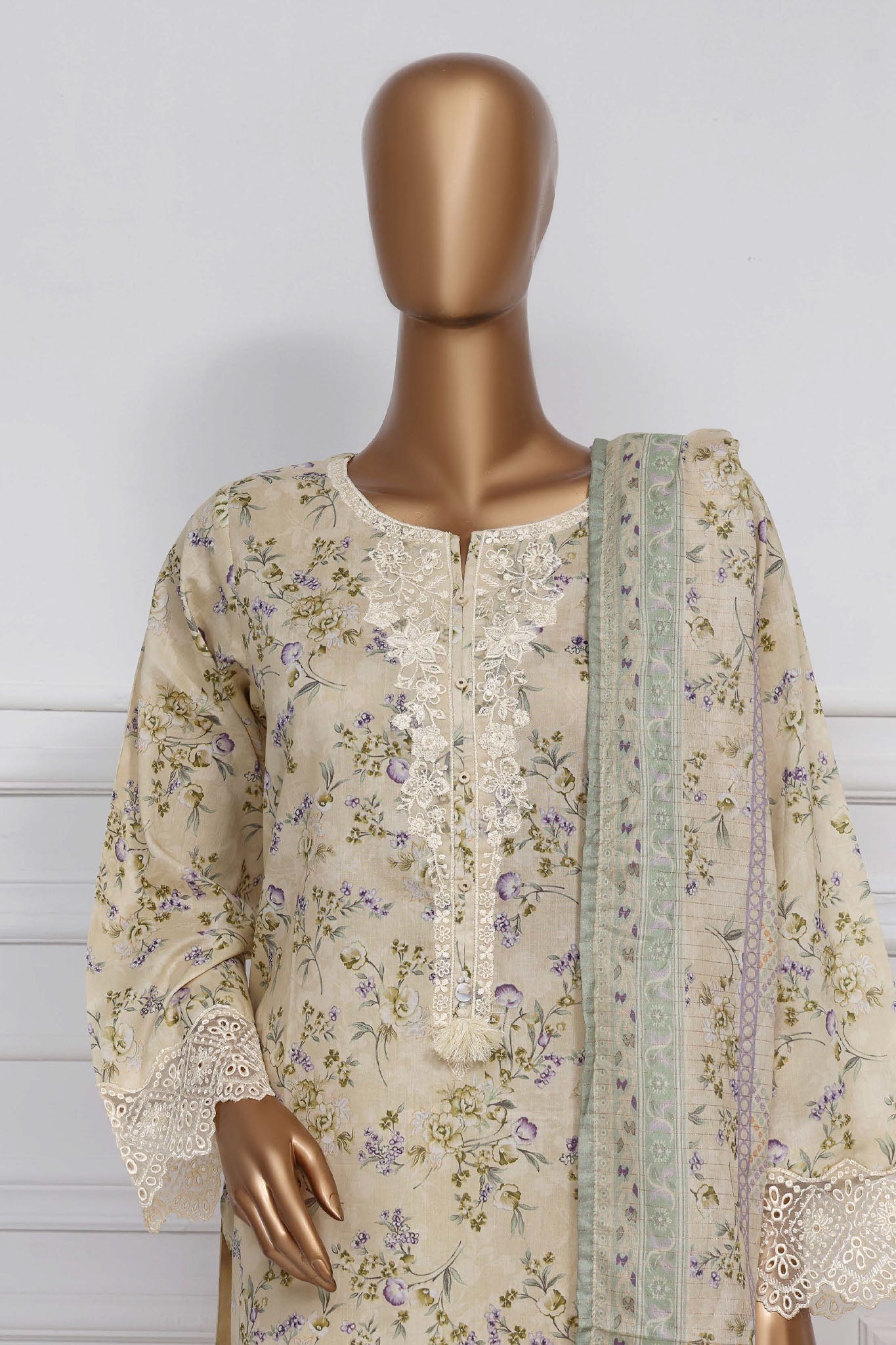 Raya By Sada Bahar Stitched 3 Piece Festive Emb Lawn Collection-Lemon