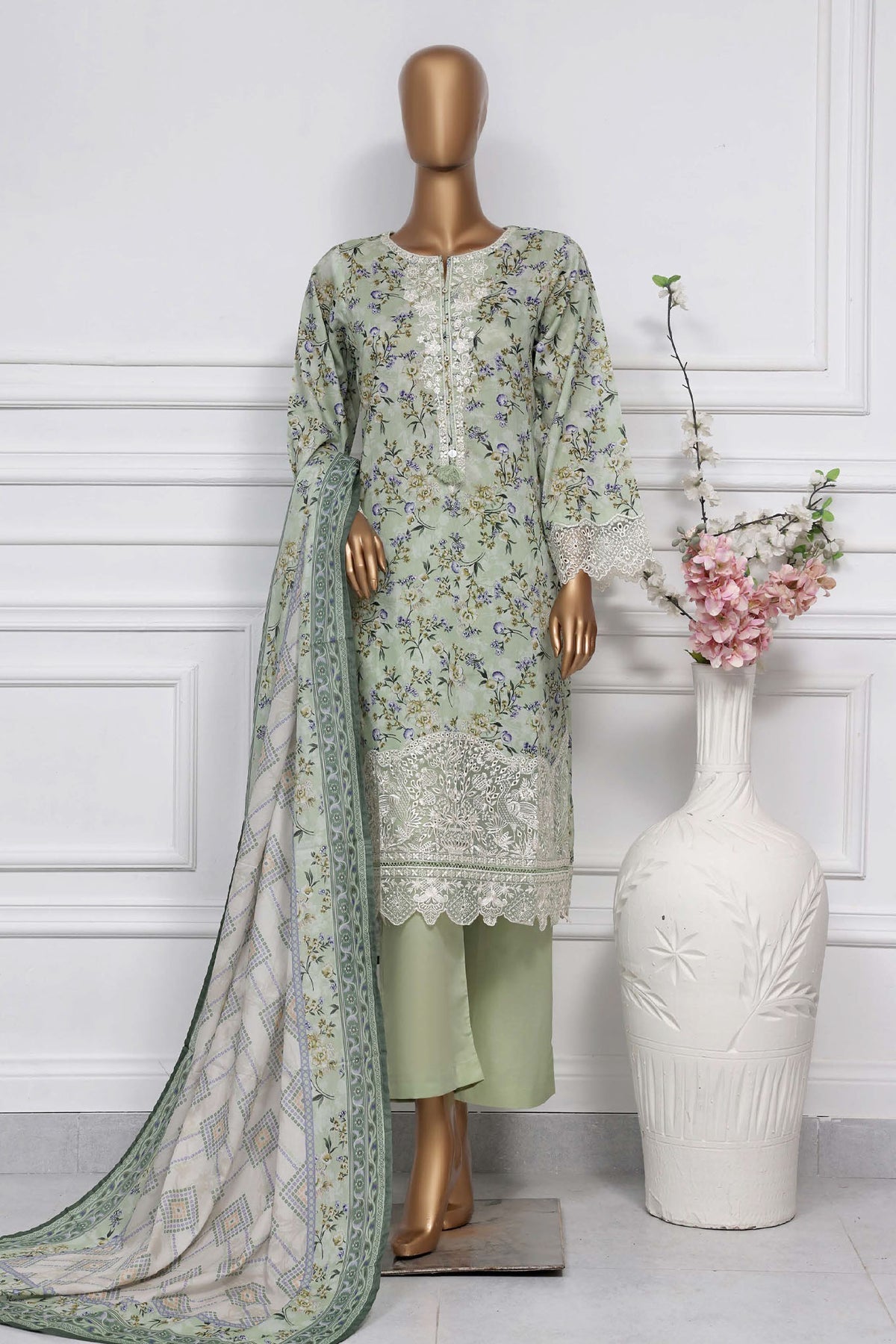 Raya By Sada Bahar Stitched 3 Piece Festive Emb Lawn Collection-Pista