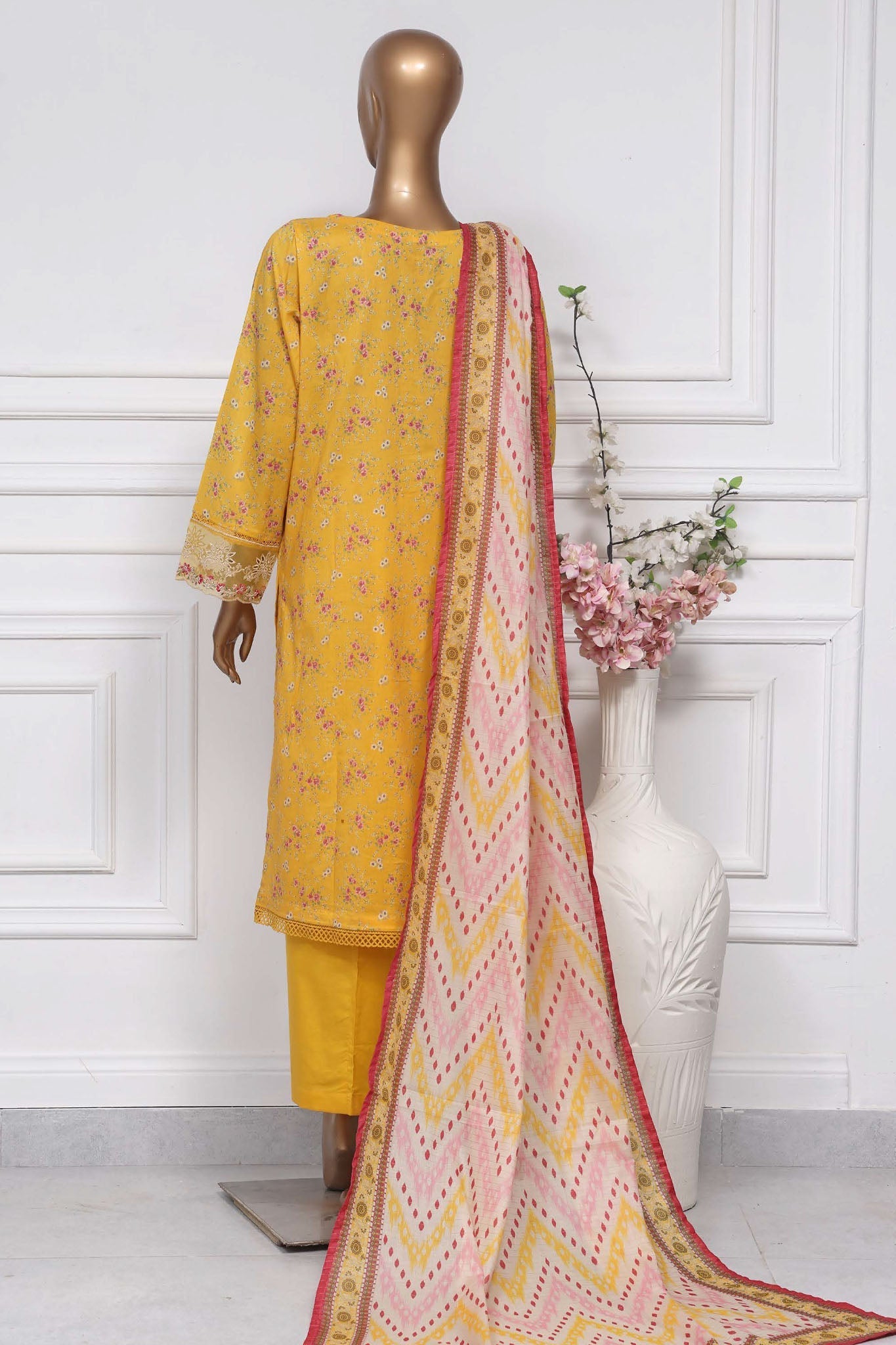 Raya By Sada Bahar Stitched 3 Piece Festive Emb Lawn Collection-CW-Yellow