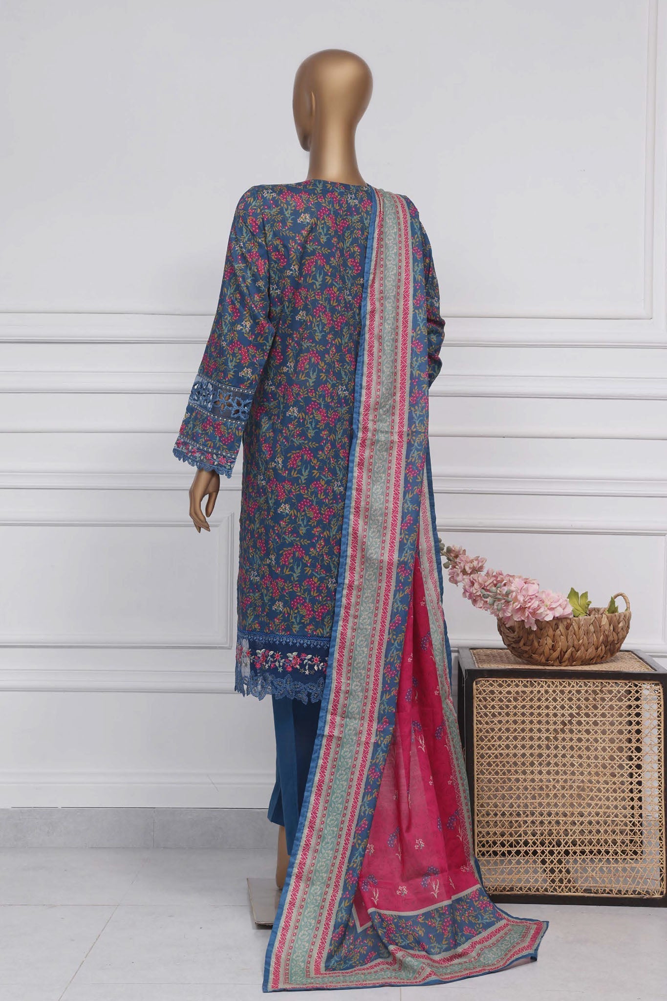 Raya By Sada Bahar Stitched 3 Piece Festive Emb Lawn Collection-Blue