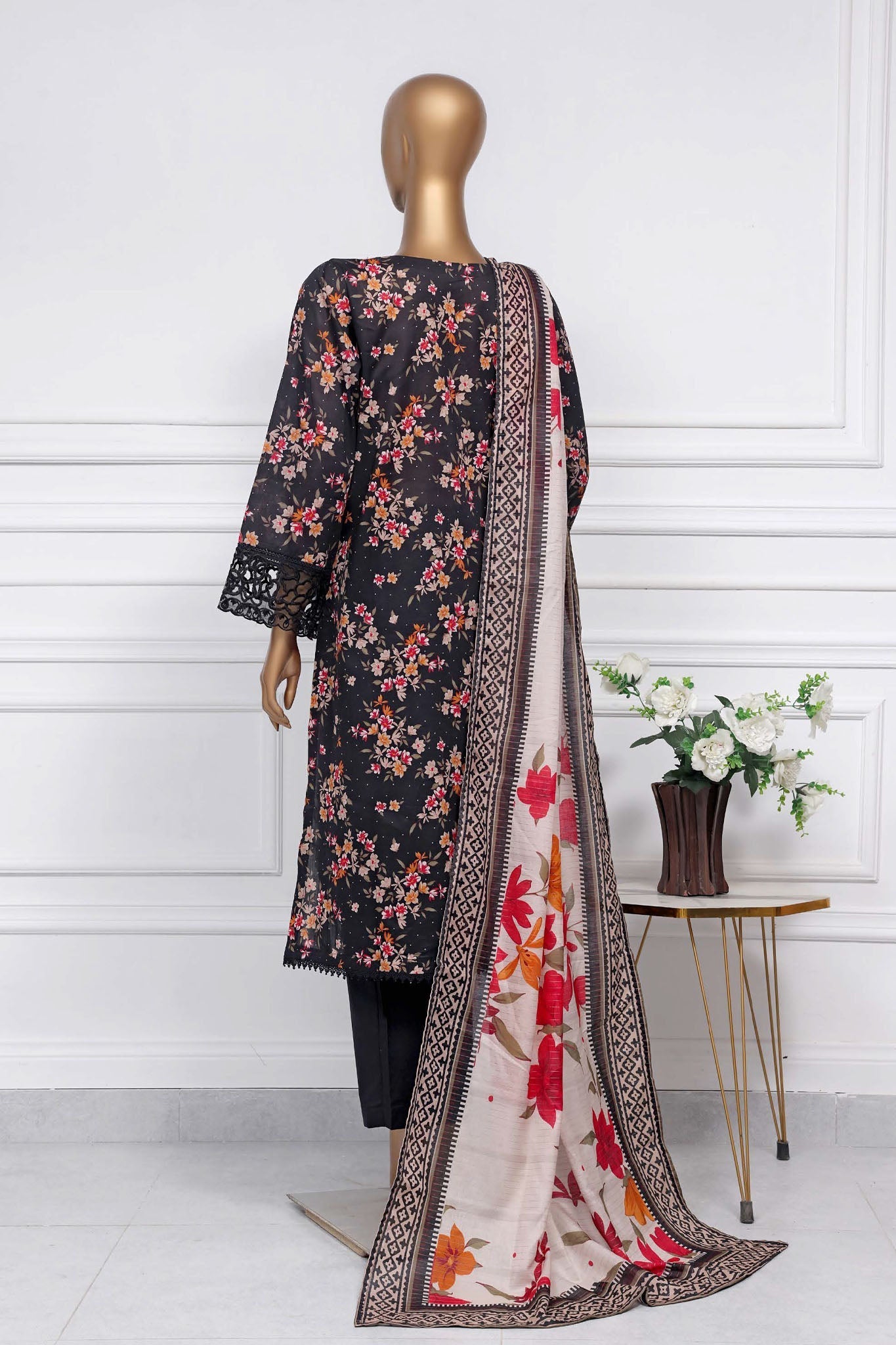 Raya By Sada Bahar Stitched 3 Piece Festive Emb Lawn Collection-CW-Black