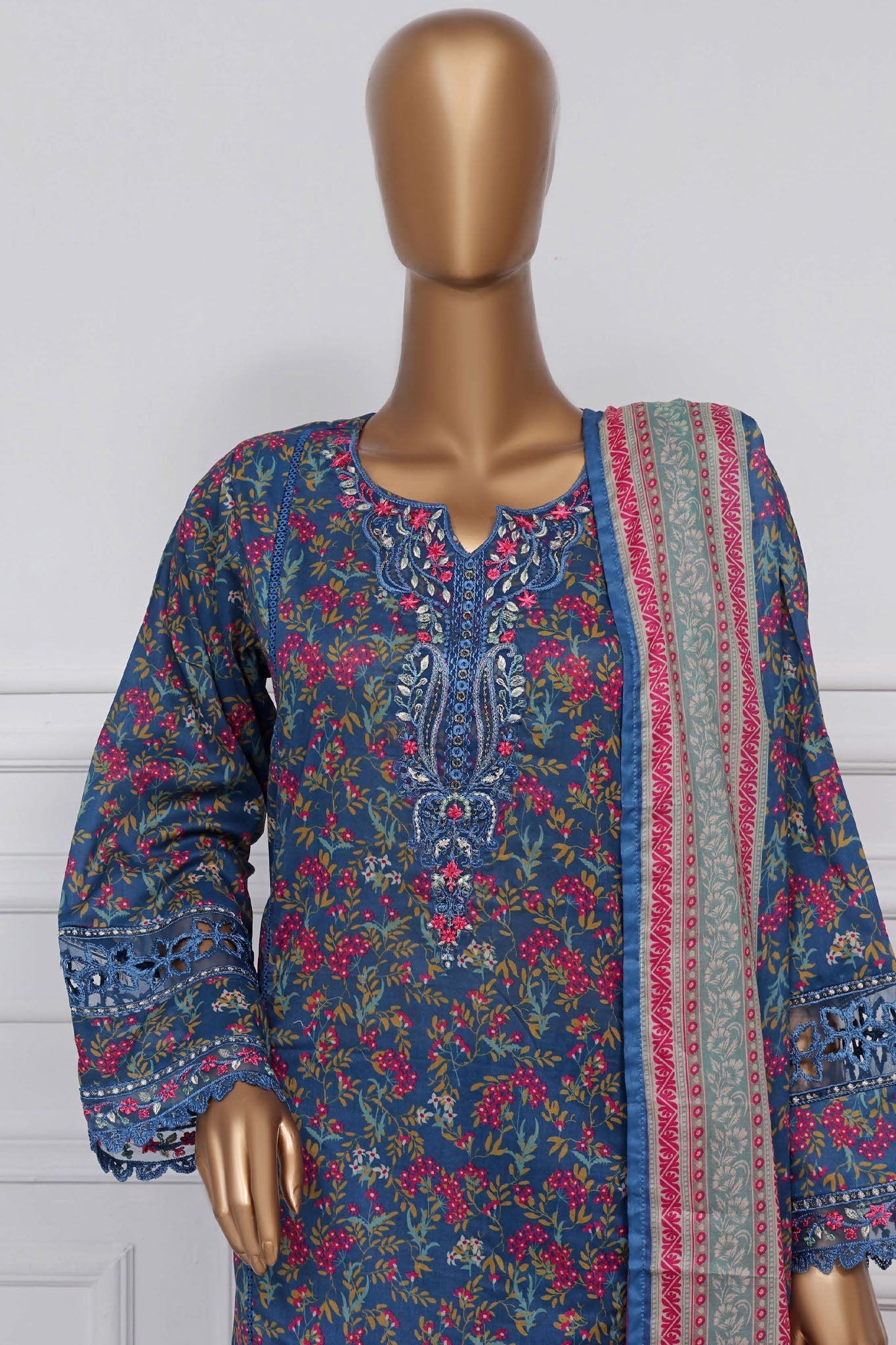 Raya By Sada Bahar Stitched 3 Piece Festive Emb Lawn Collection-Blue