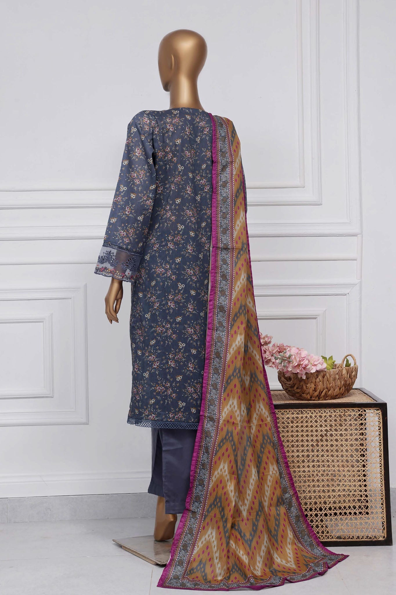 Raya By Sada Bahar Stitched 3 Piece Festive Emb Lawn Collection-Grey