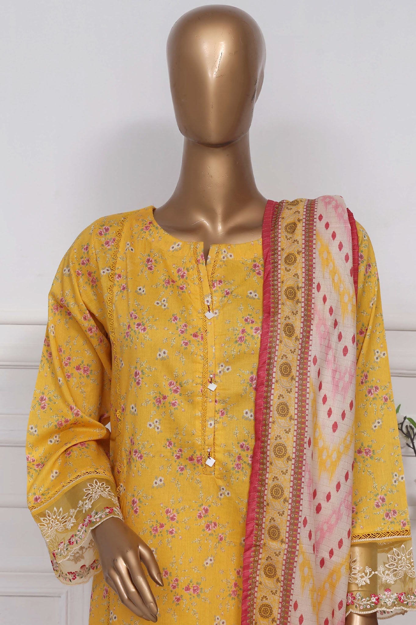 Raya By Sada Bahar Stitched 3 Piece Festive Emb Lawn Collection-CW-Yellow