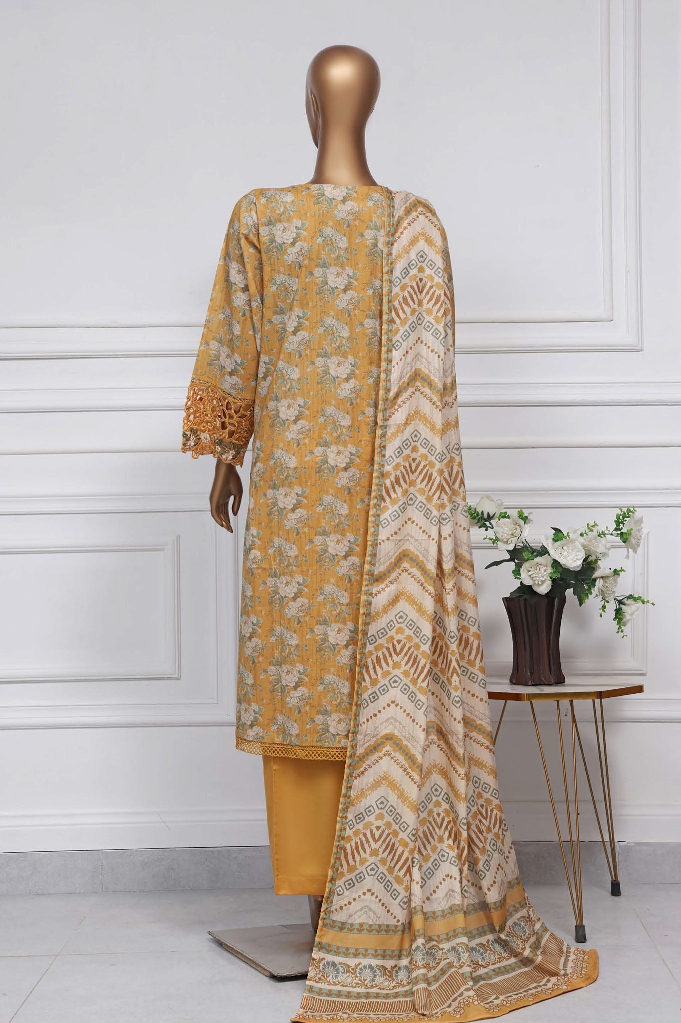 Raya By Sada Bahar Stitched 3 Piece Festive Emb Lawn Collection-Yellow