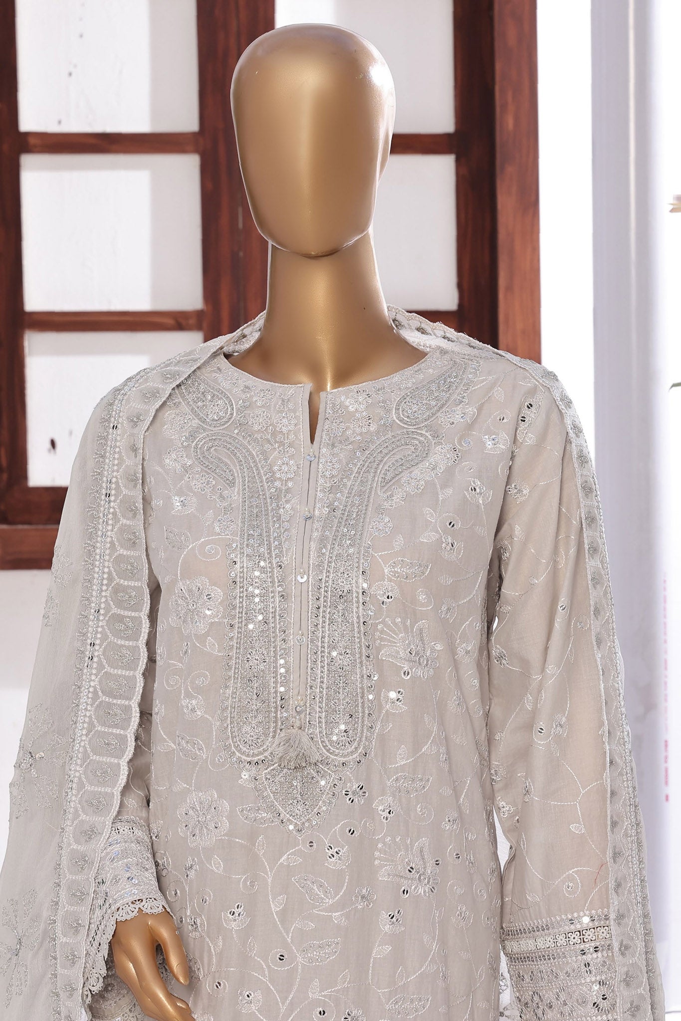 Sada Bahar Lucknowi Stitched 3 Piece Emb Chikankari Lawn Collection'2024-LCK-Ice