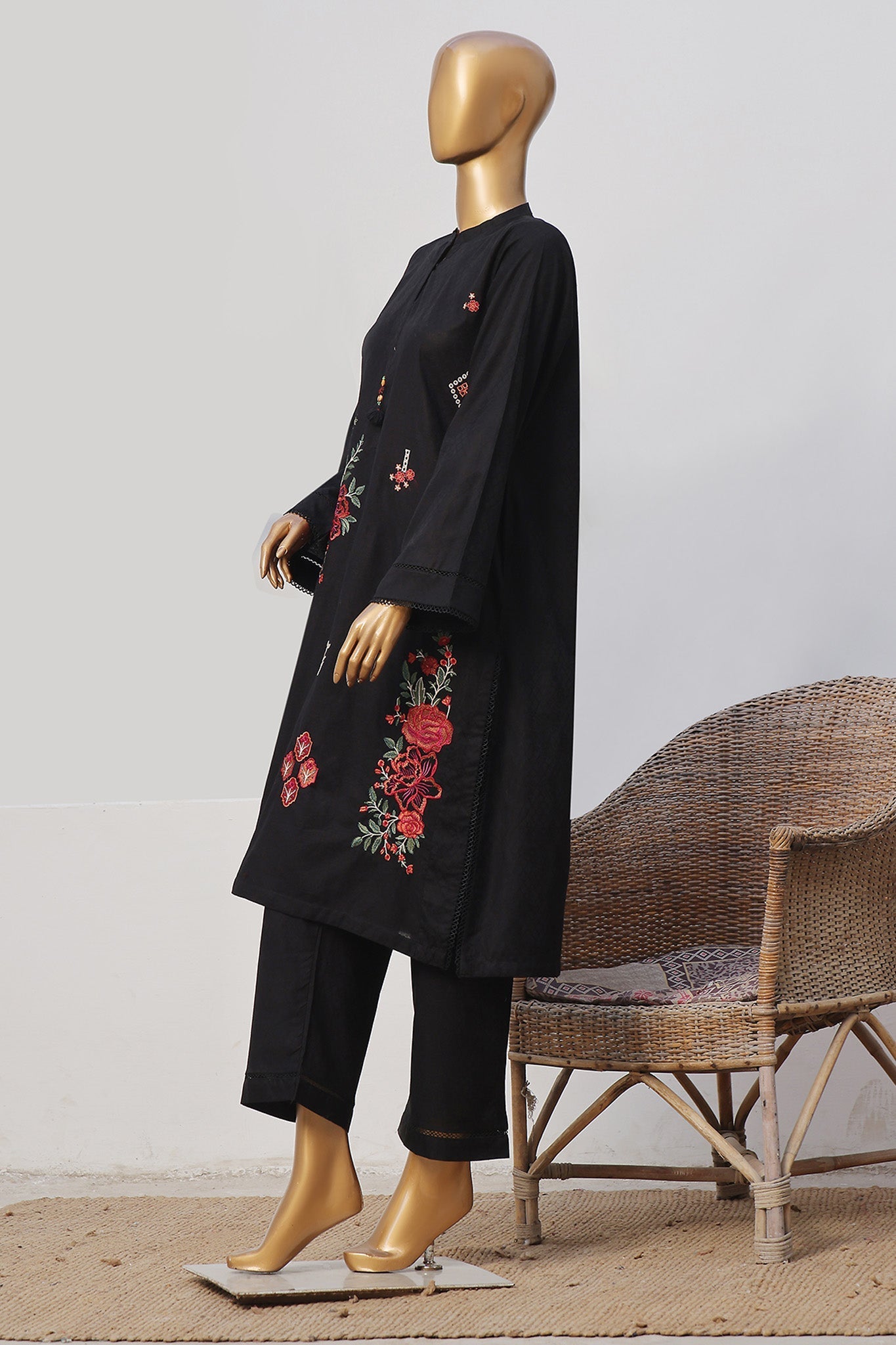 Sada Bahar Stitched 2 Piece Co Ords Emb Jacquard- Collection'2024-Black