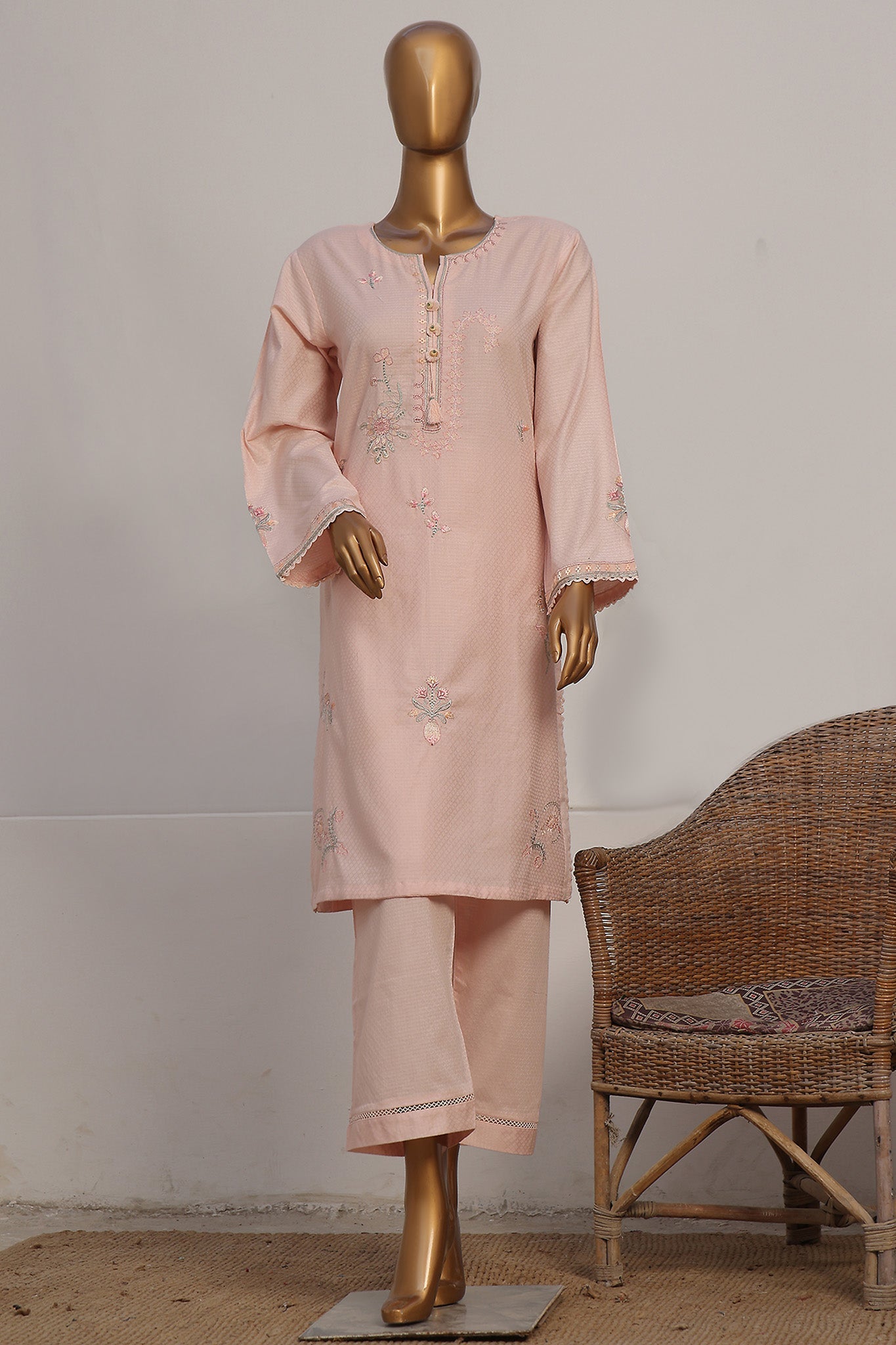 Sada Bahar Stitched 2 Piece Co Ords Emb Jacquard- Collection'2024-Pink