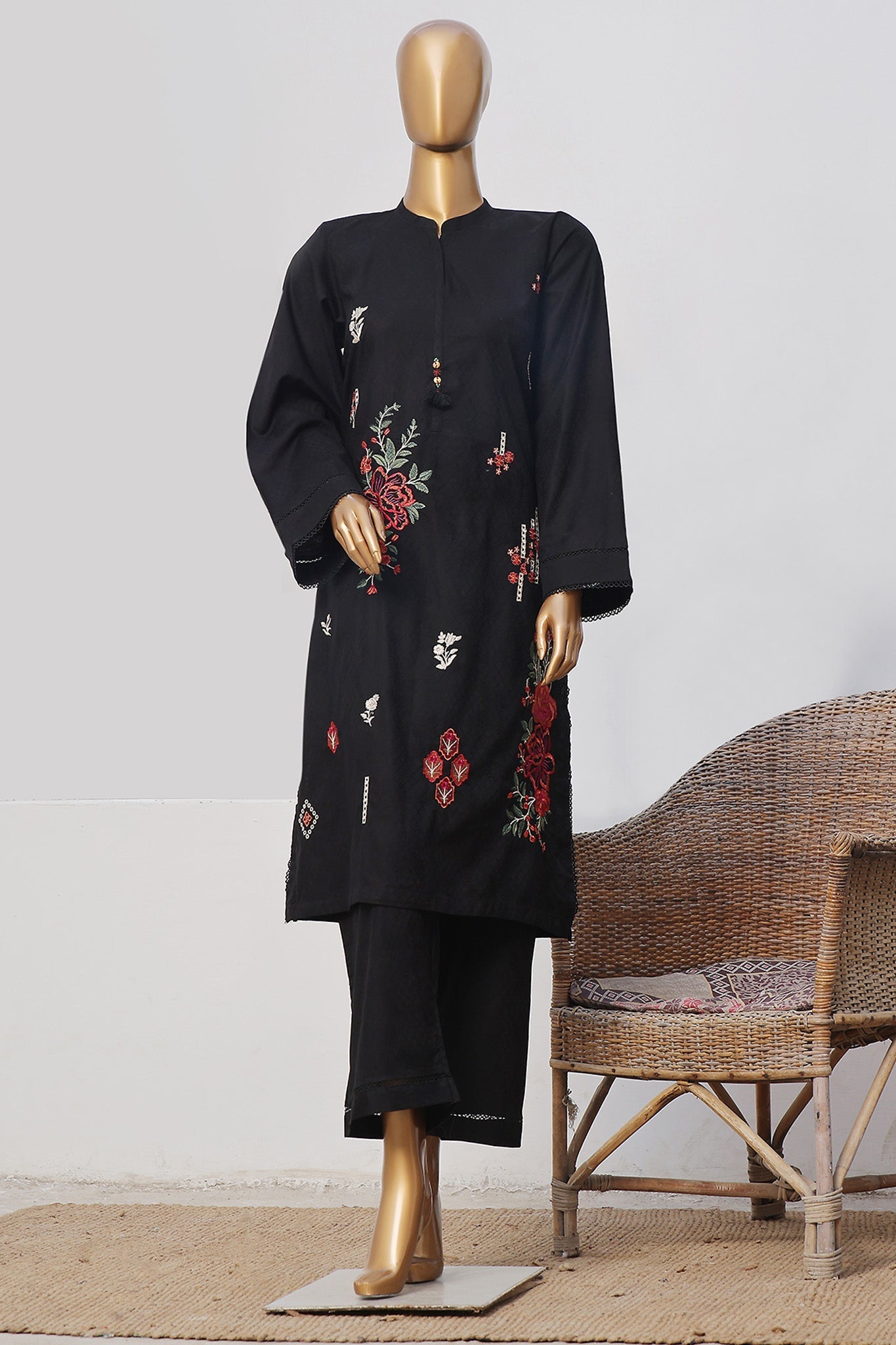 Sada Bahar Stitched 2 Piece Co Ords Emb Jacquard- Collection'2024-Black