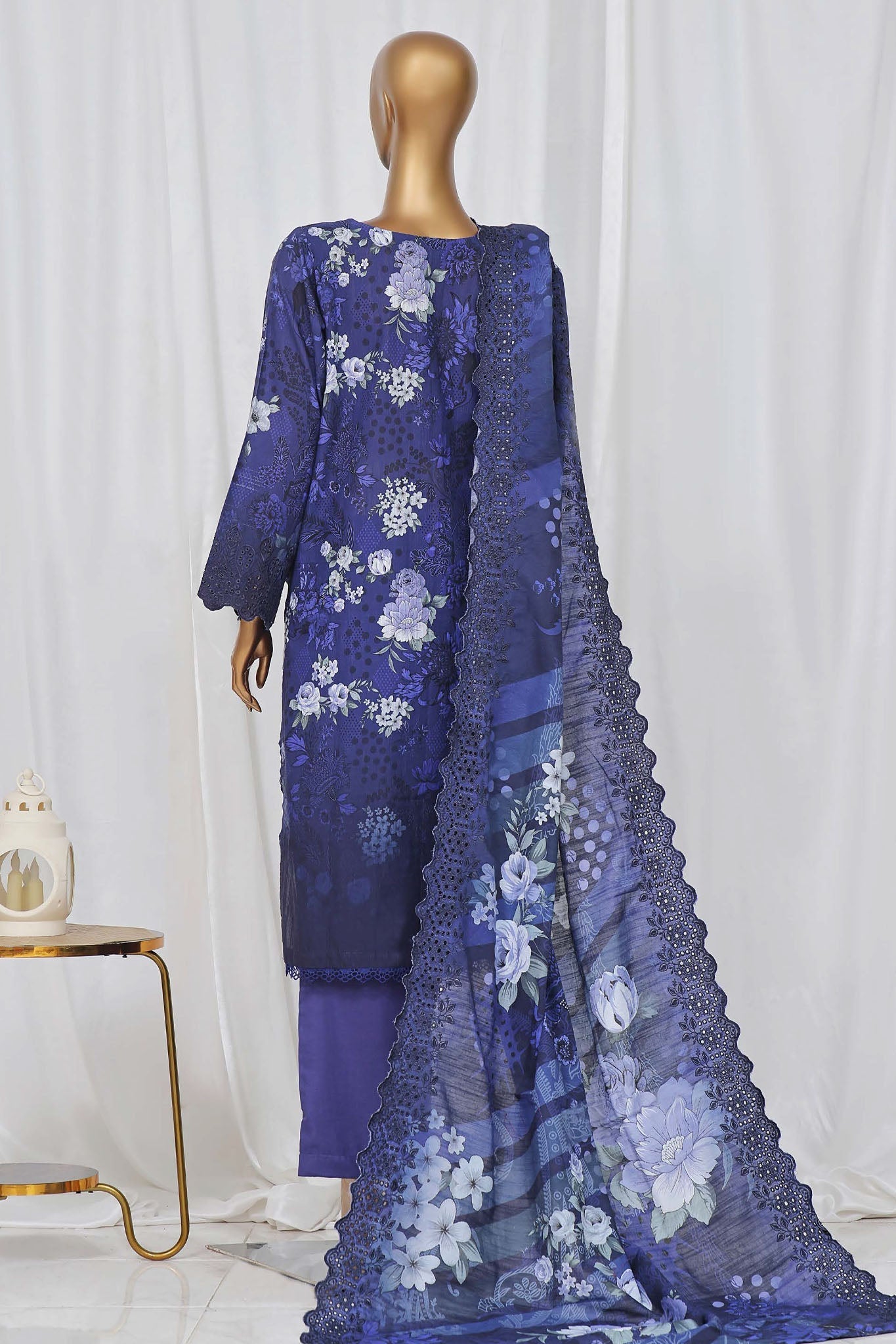 Sada Bahar Stitched 3 Piece Laser Cutwork Chikankari- Collection'2024-Blue