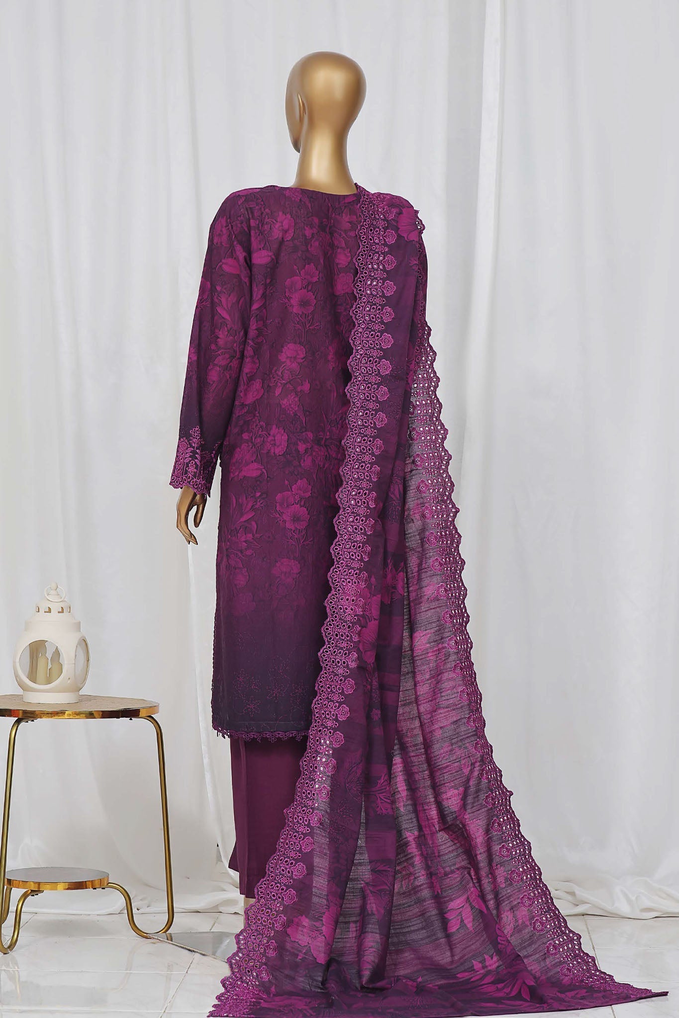 Sada Bahar Stitched 3 Piece Laser Cutwork Chikankari- Collection'2024-Purple