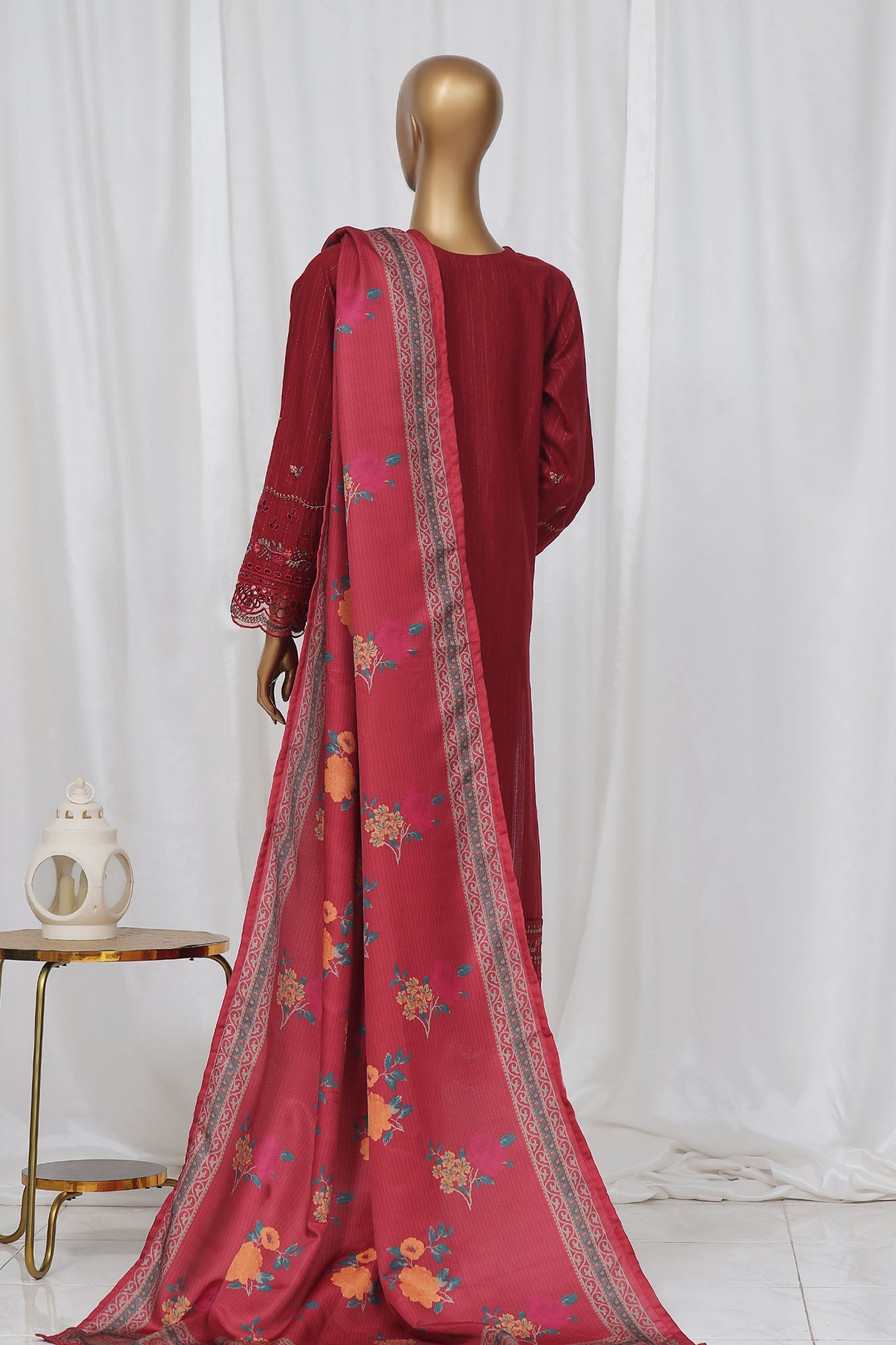 Sada Bahar Stitched 3 Piece Luxury Emb Khaddar- Collection'2024-maroon