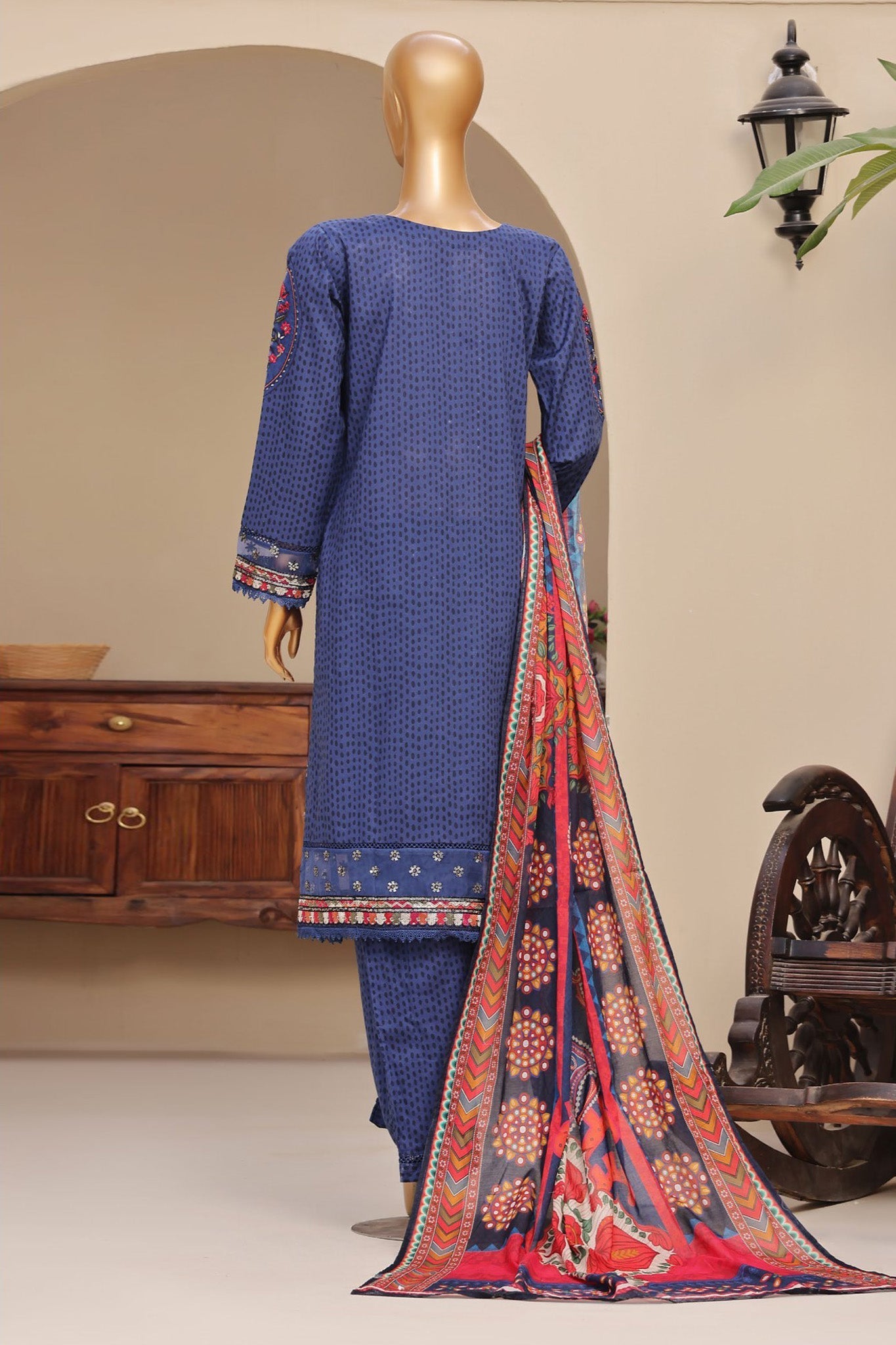 Sada Bahar Stitched 3 Piece Premium Emb & Printed Lawn Collection'2024-Blue