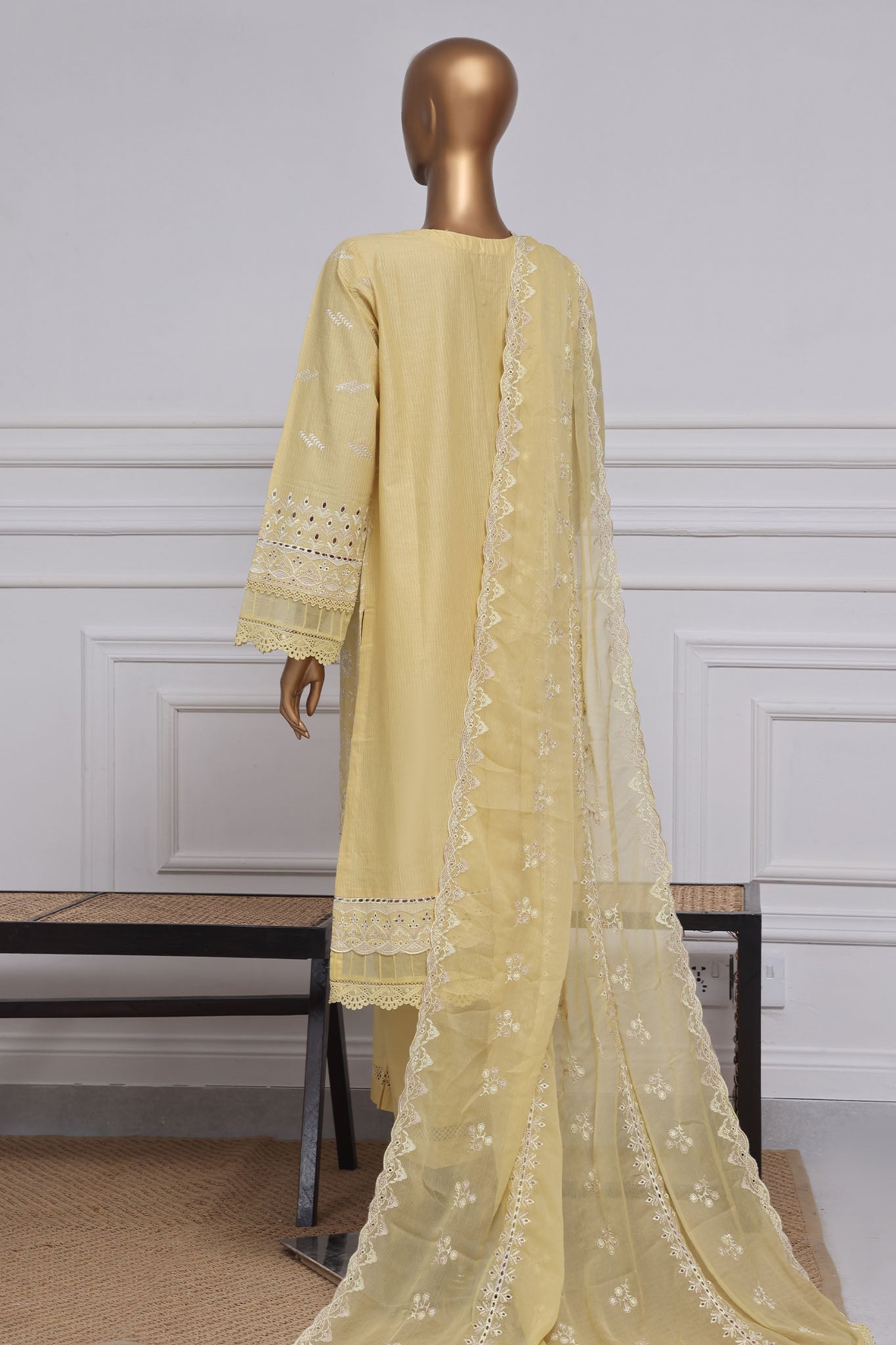 Sada Bahar Stitched 3 Piece Two Tone Chikankari- Collection'2025-TCK-Lemon