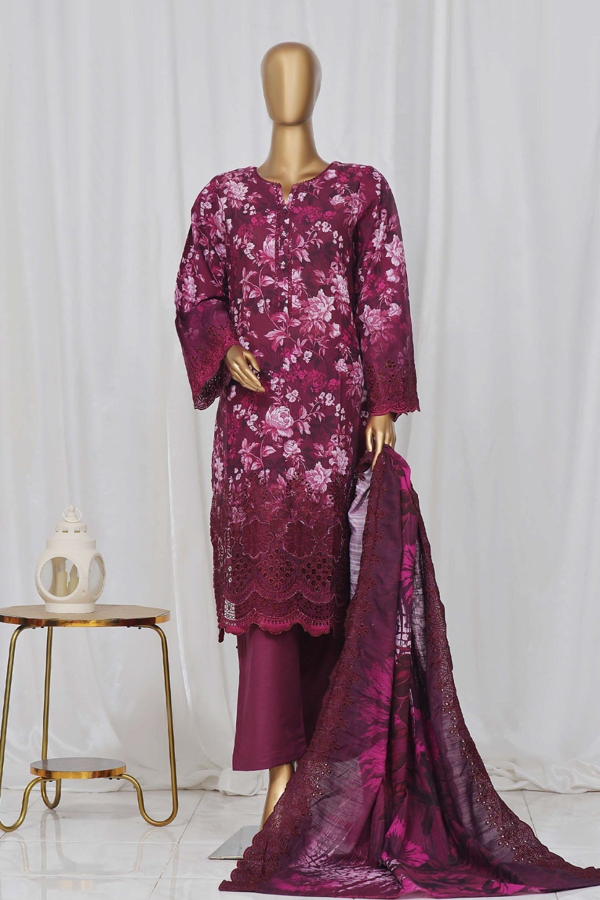 Sada Bahar Stitched 3 Piece Laser Cutwork Chikankari  Collection'2024-Purple