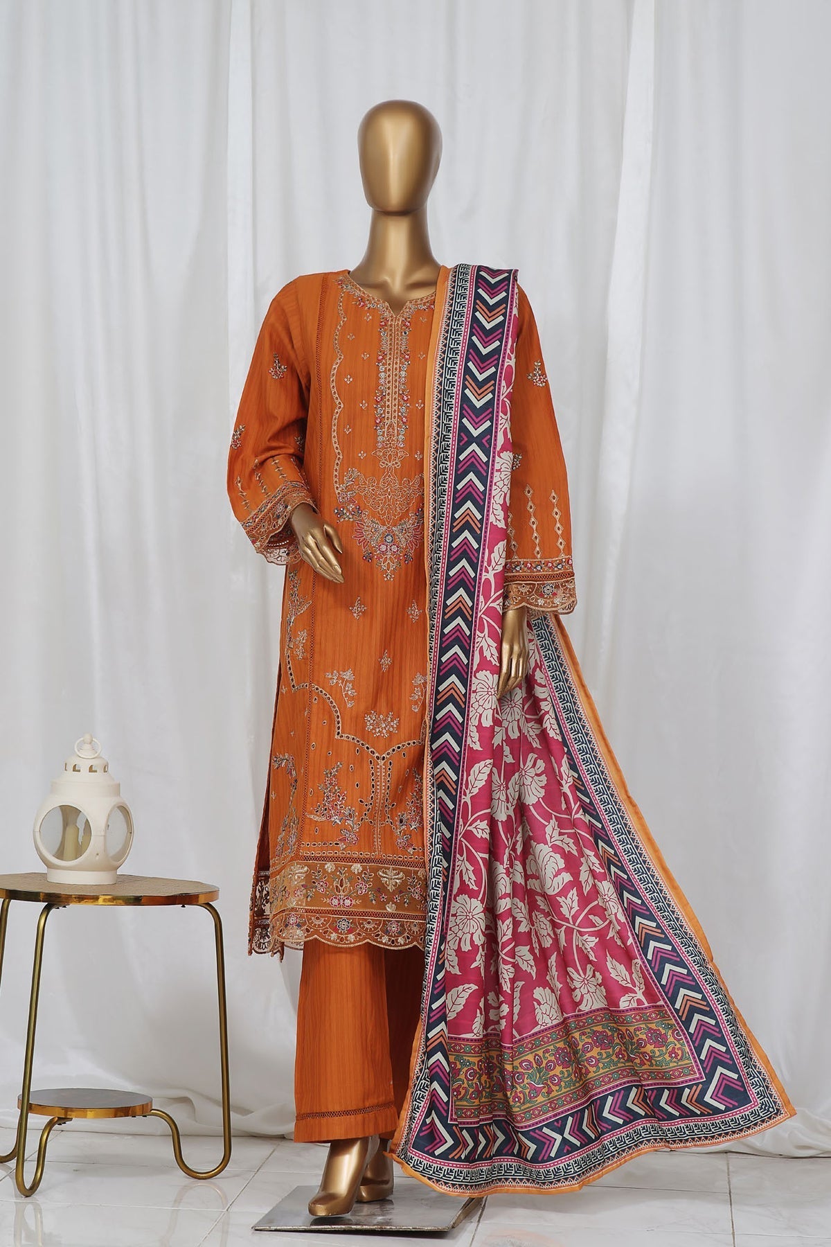 Sada Bahar Stitched 3 Piece Luxury Emb Khaddar- Collection'2024-MASTARD