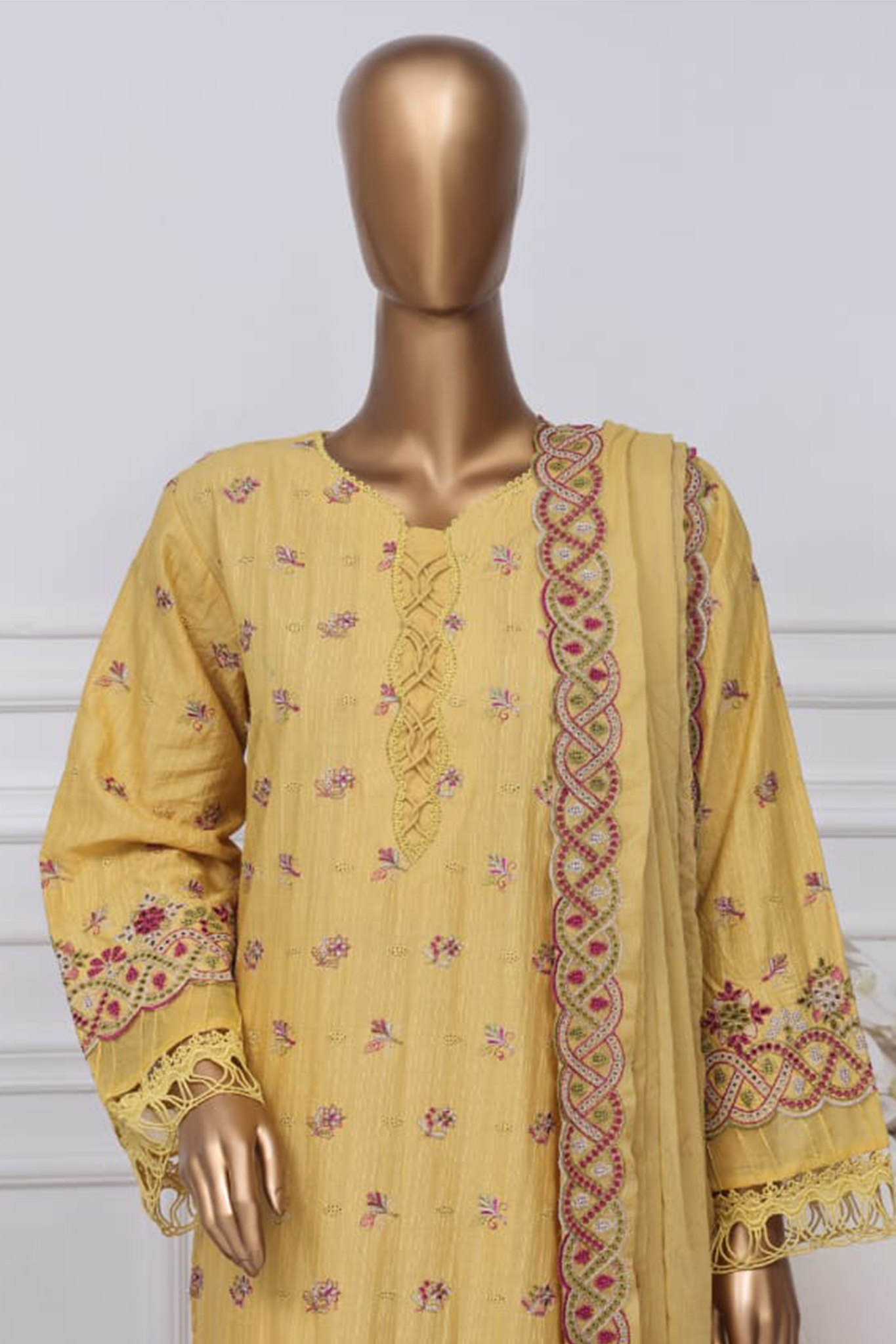 Sada Bahar Stitched 3 Piece Two Tone Chikankari- Collection'2025-TCK-Yellow