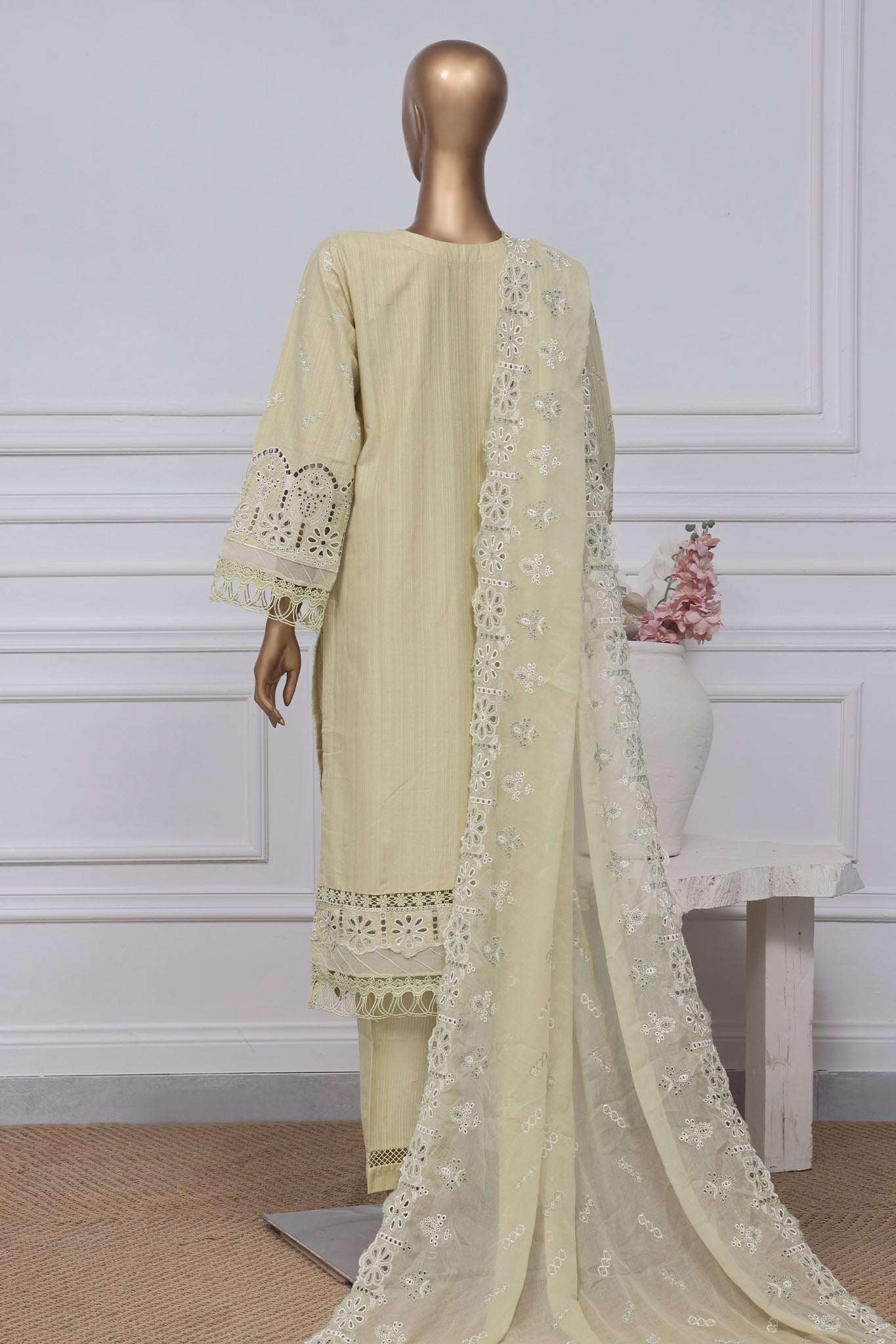 Sada Bahar Stitched 3 Piece Two Tone Chikankari  Collection'2025.Lemon