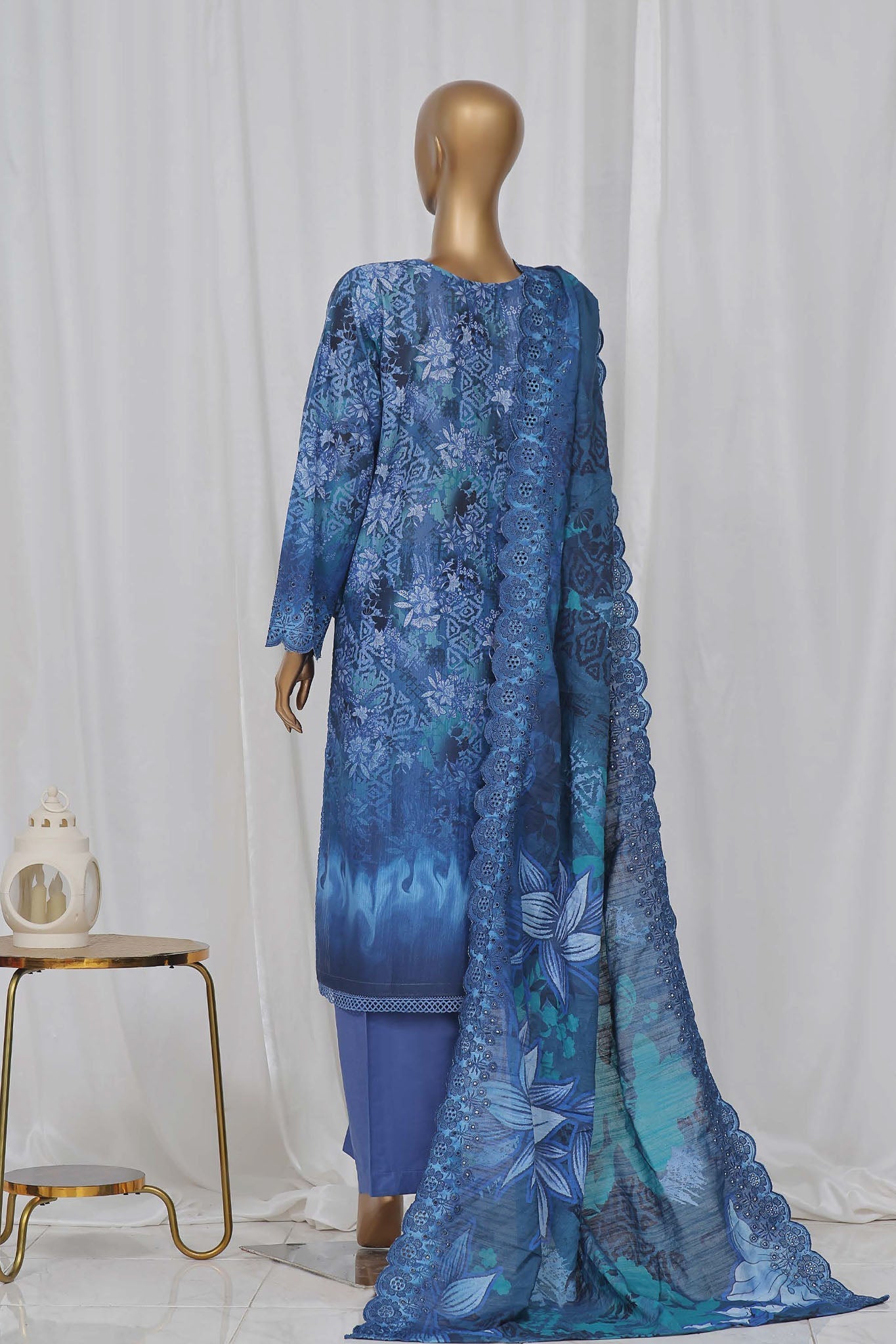 Sada Bahar Stitched 3 Piece Laser Cutwork Chikankari- Collection'2024-L.Blue