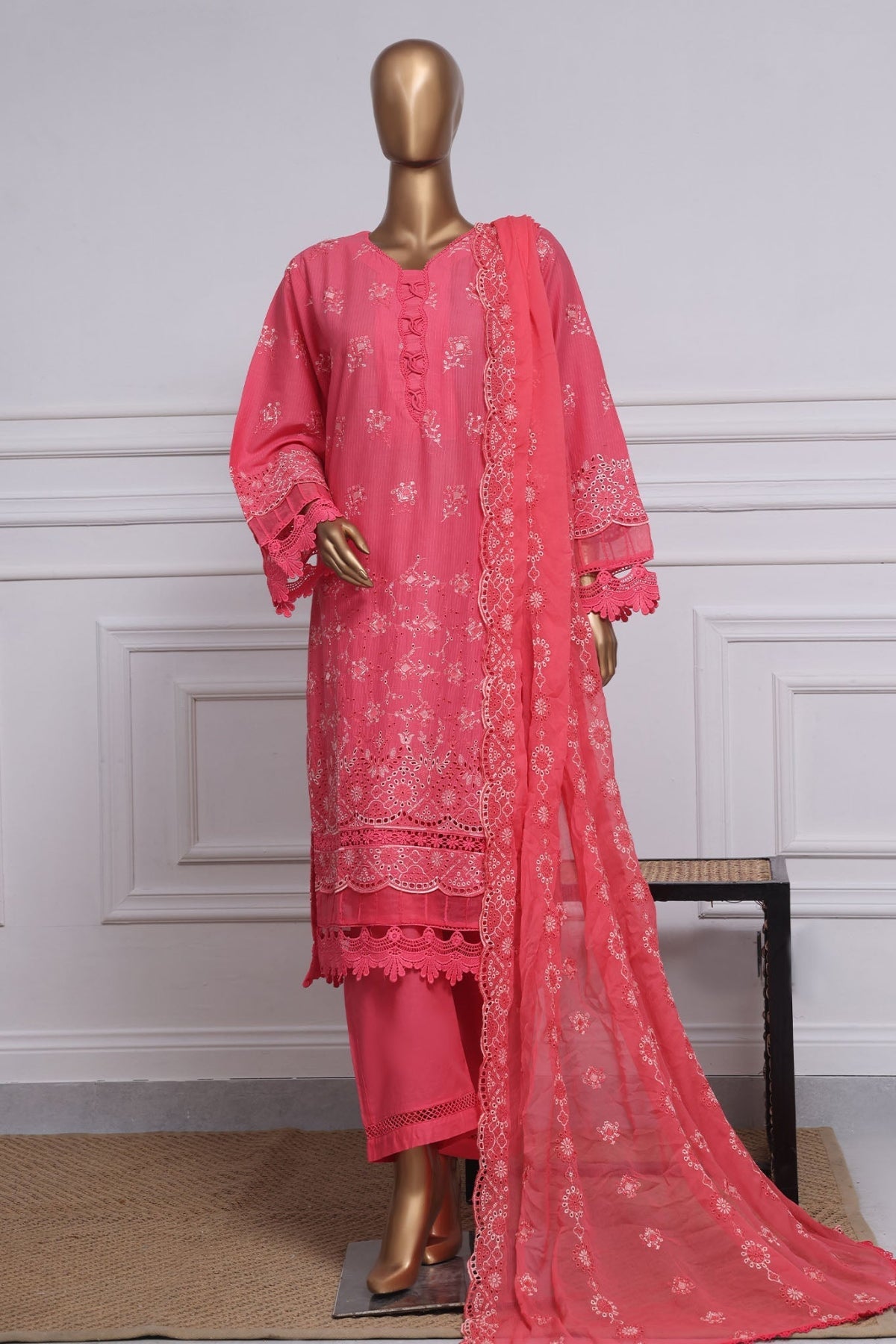 Sada Bahar Stitched 3 Piece Two Tone Chikankari- Collection'2025-TCK-Pink