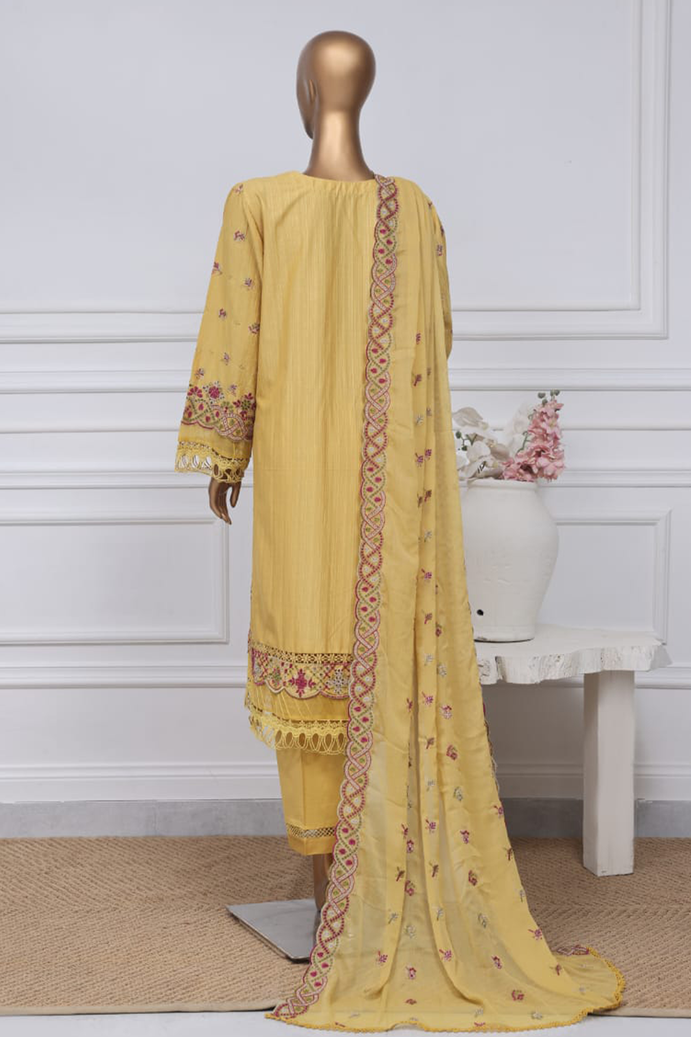 Sada Bahar Stitched 3 Piece Two Tone Chikankari- Collection'2025-TCK-Yellow