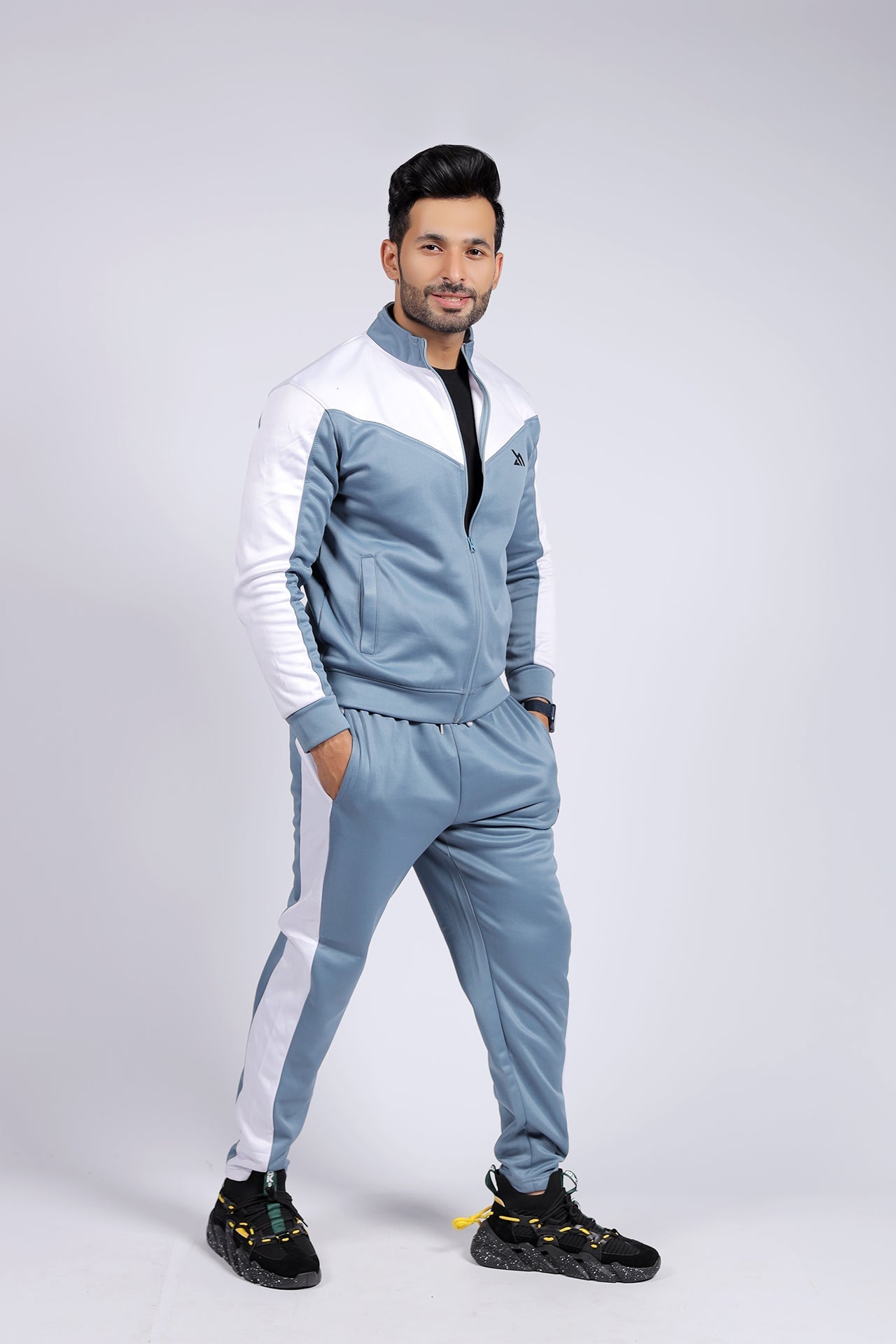 DUSTY BLUE CONTRAS SLOGAN TRACKSUIT