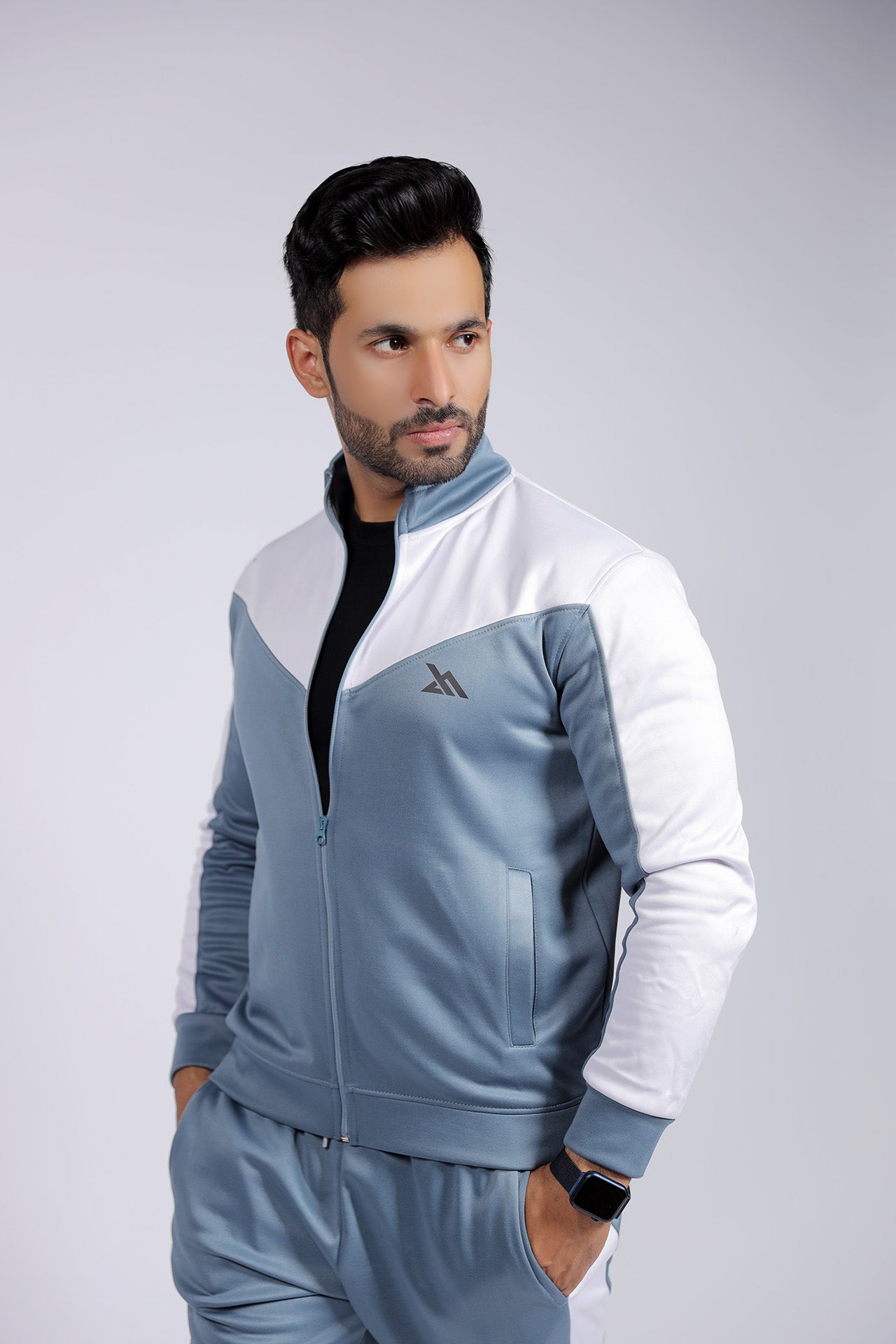 DUSTY BLUE CONTRAS SLOGAN TRACKSUIT