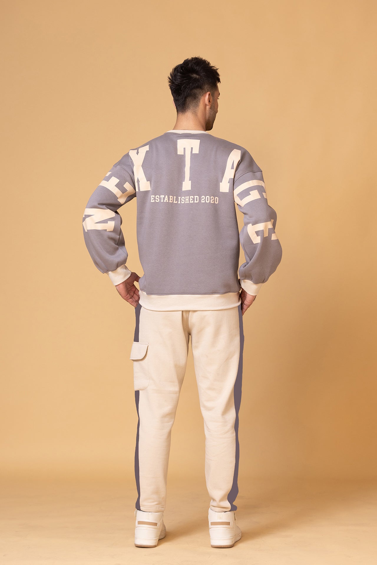 Back Print Moss Grey Oversized Tracksuit