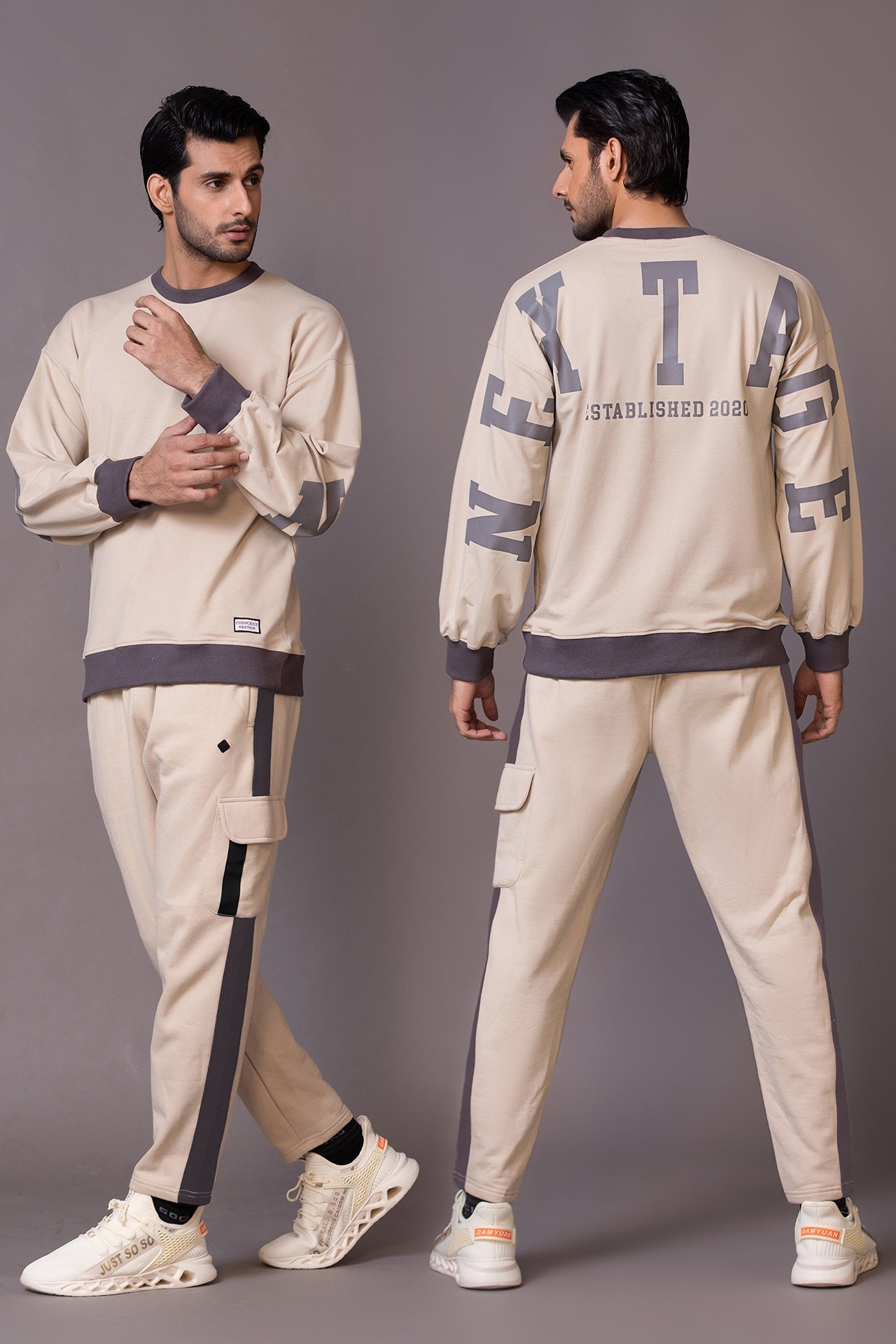 Back Print Sand Oversized Tracksuit